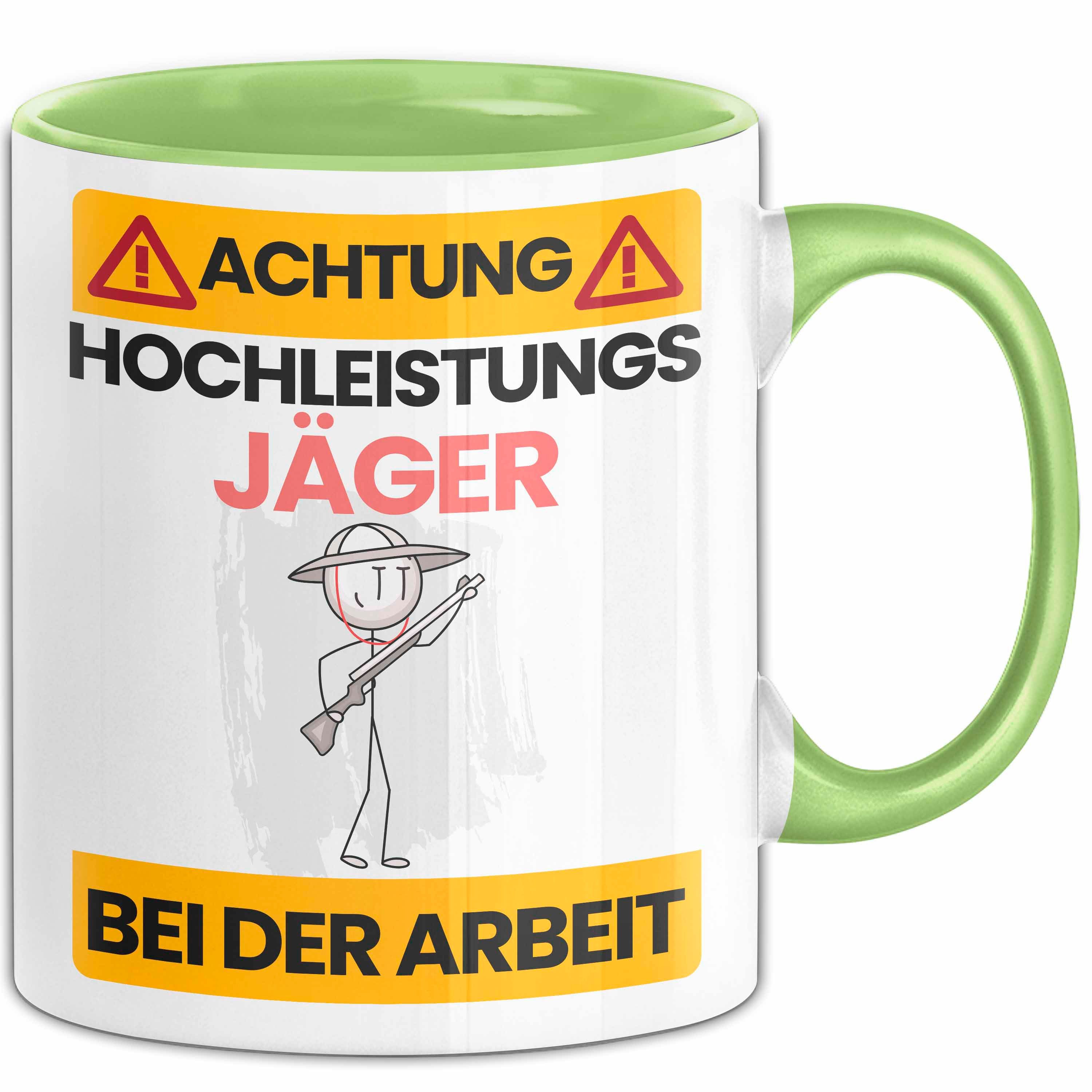 Trendation Tasse Jäger Tasse Geschenk Lustiger Spruch Geschenkidee für Jäger Achtung Ho