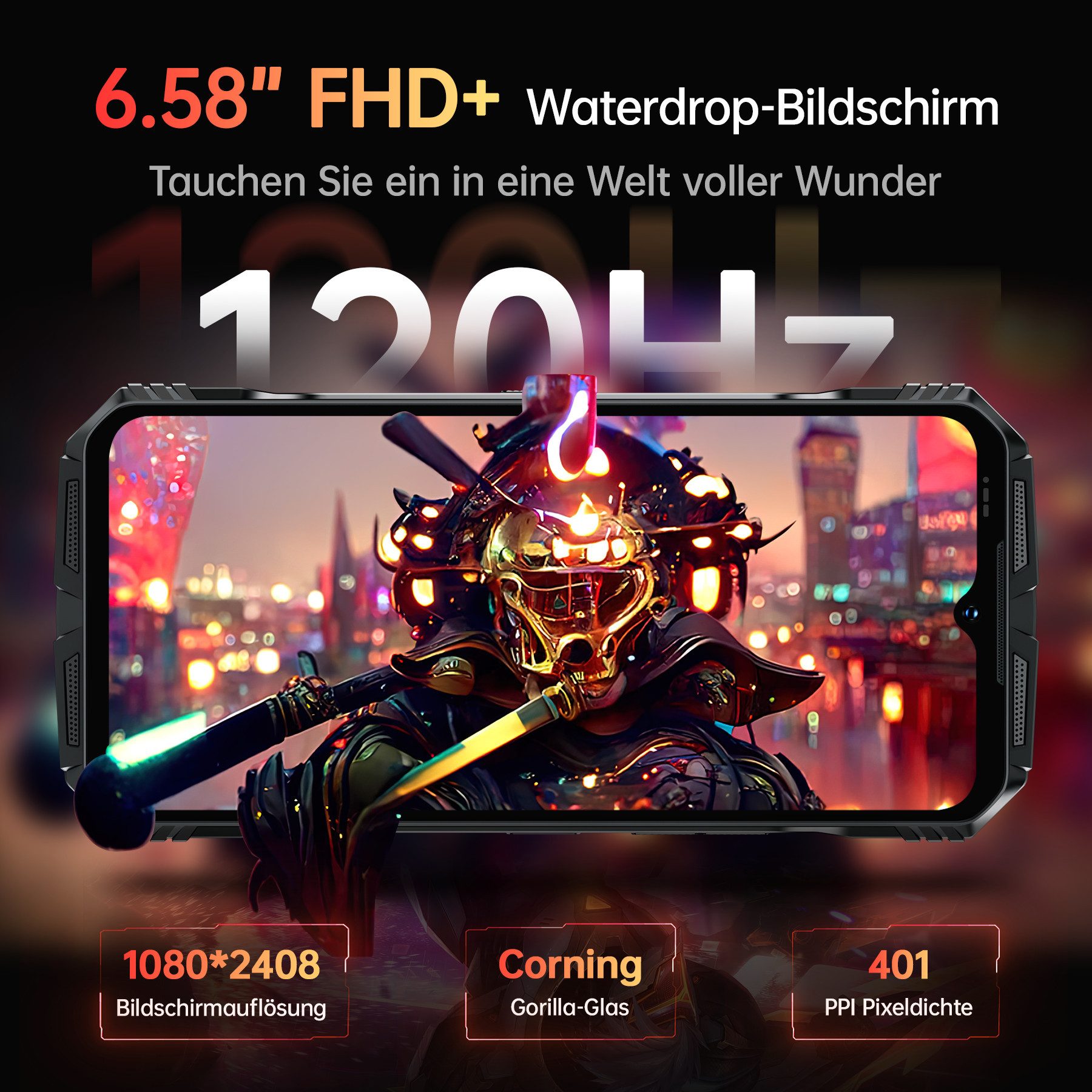 DOOGEE S118 4G 20+512GB Outdoor Smartphone (16,71 cm/6.58 Zoll, 512 GB Speicherplatz, 50 MP Kamera, IP68 Wasserdicht Baustellenhandy, 10800mAh, Dual SIM 4G, NFC, OTG, GPS)