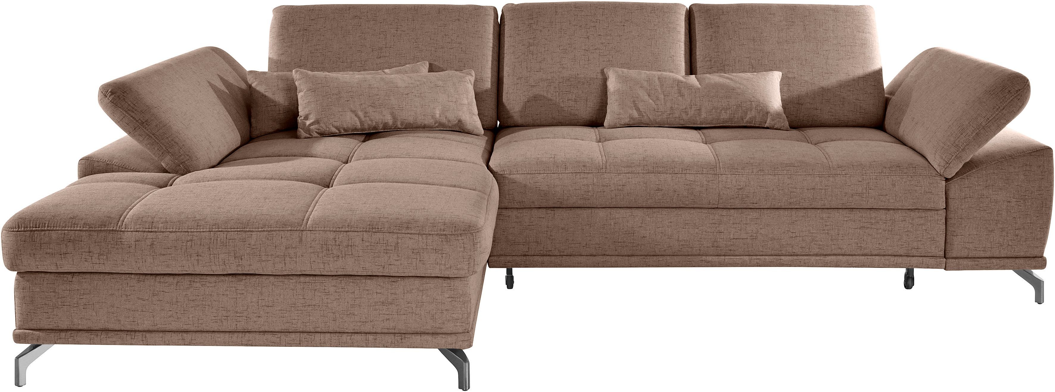 OTTO home Ecksofa Costello L-Form, B: 301cm, Sitztiefen & Armteilverstellung, Federkern, 3 Nierenkissen, mit Schlaffunktion & Bettkasten