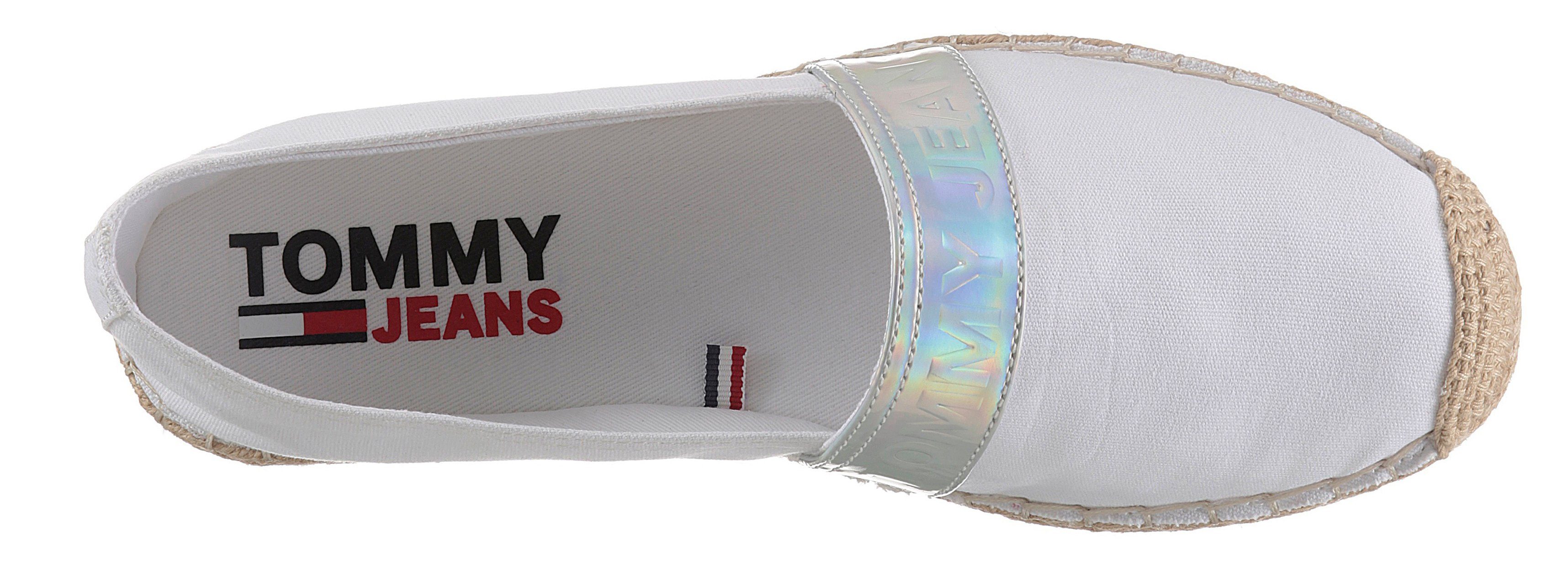 IRIDESCENT schmale Logoprägung, White Form ESPADRILLE mit Jeans Espadrille Tommy BRANDING