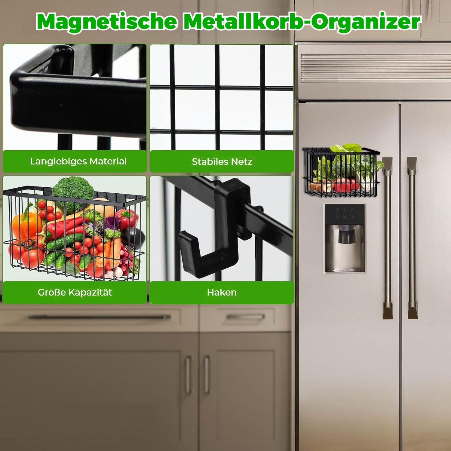 BlingBin Ablageregal Magnetischer Metallkorb-Organizer, Edelstahl Korb-Rega günstig online kaufen
