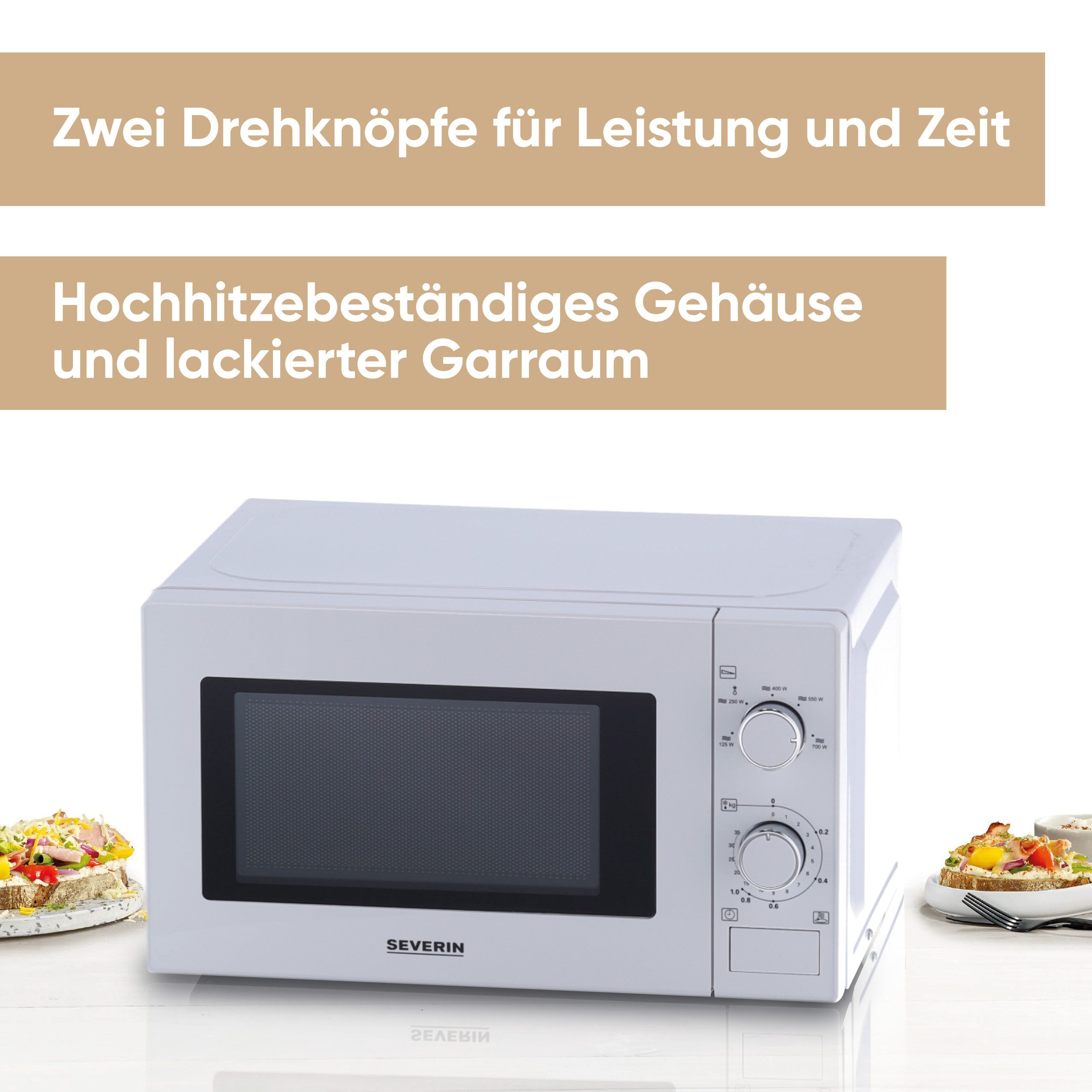 Severin Mikrowelle MW 7770, Mikrowelle, 20 l, 5 verschiedene Leistungsstufen inkl. Auftauprogramm