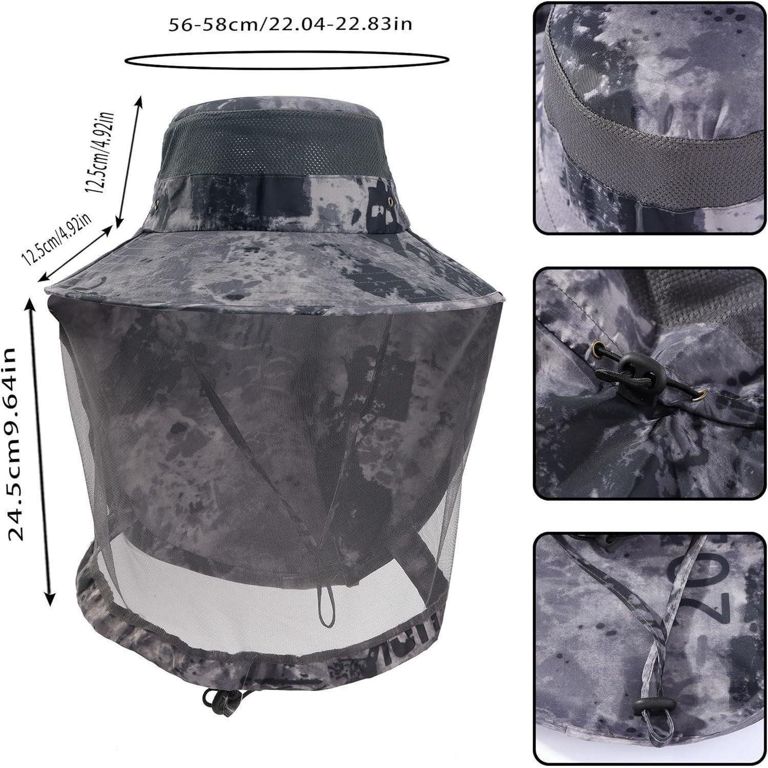 LuxusKollektion Fischerhut Fischerhut Herren Nackenschutz Buschhut Sonnenhut Schwarz Grau