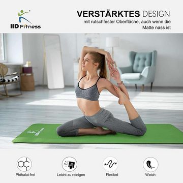 HD Fitness Yogamatte HD Fitness Gym Yogamatte, rutschfest, TPE, Gymnast (Grüne Yogamatte)