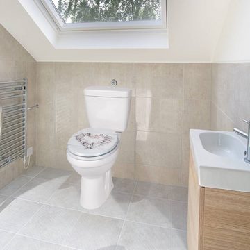 SINOBATH WC-Sitz Toilettensitz mit MDF-Holzkern & Absenkautomatik (mit Ergonomischem O-Ring, Modern-Premium-Design, Einfache Installation, Stummschaltung, Stilvolles Muster, Spezialbeschichtung), -Bis zu 200 kg Belastbar