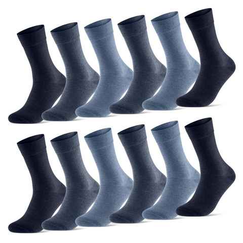 sockenkauf24 Socken 12 Paar Damen & Herren Baumwollsocken mit Komfortbund Strümpfe