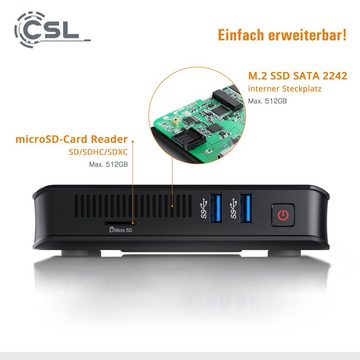 CSL Narrow Box Ultra HD Compact v4 / Win 10 Mini-PC (Intel Celeron N4120, UHD Graphics 600, 4 GB RAM, passiver CPU-Kühler)