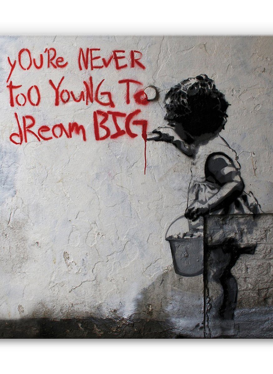 Leinwando Leinwandbild Banksy bilder kunstdruck Träume gross / Dream big dream Rot