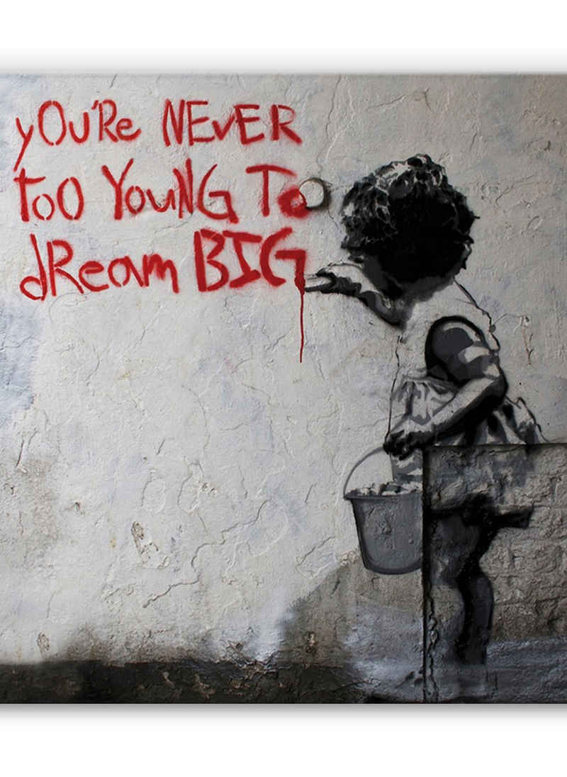 Leinwando Leinwandbild Banksy bilder kunstdruck Träume gross / Dream big dream Rot