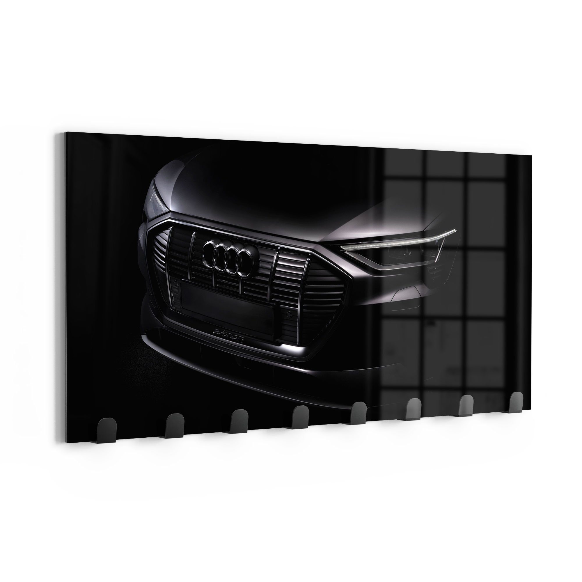 DEQORI Kleiderhaken 'Audi Frontalaufnahme', Glas magnetisch beschreibbar Garderobe Paneel