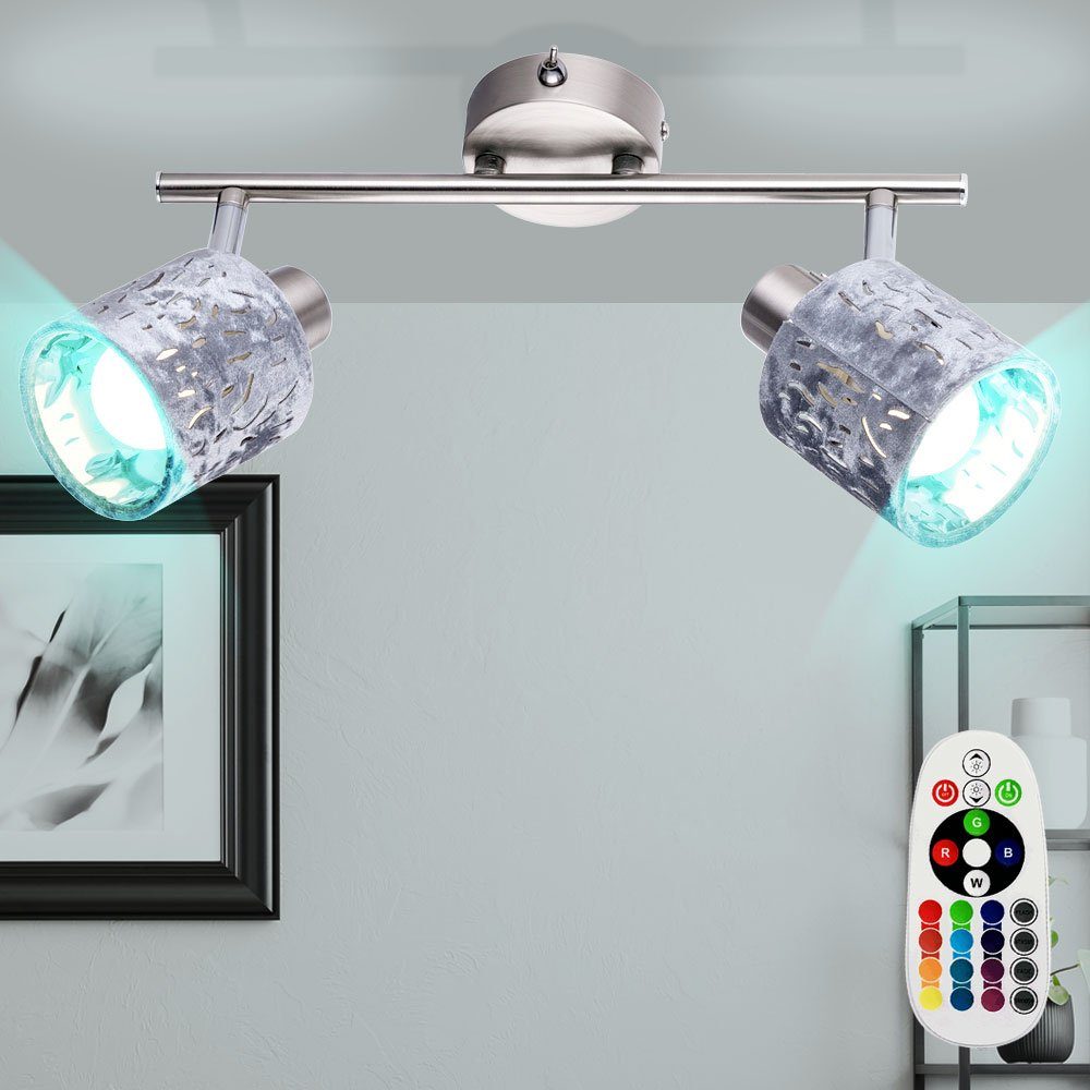 etc-shop LED Deckenspot, Leuchtmittel inklusive, Warmweiß, Farbwechsel, Decken Lampe dimmbar Fernbedienung Samt Spot Leuchte beweglich im Set