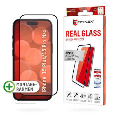 Displex Real Glass FC für Apple iPhone 15 Pro Max, Apple iPhone 15 Plus, Displayschutzglas, Displayschutzfolie Displayschutz kratzer-resistent 10H splitterfest