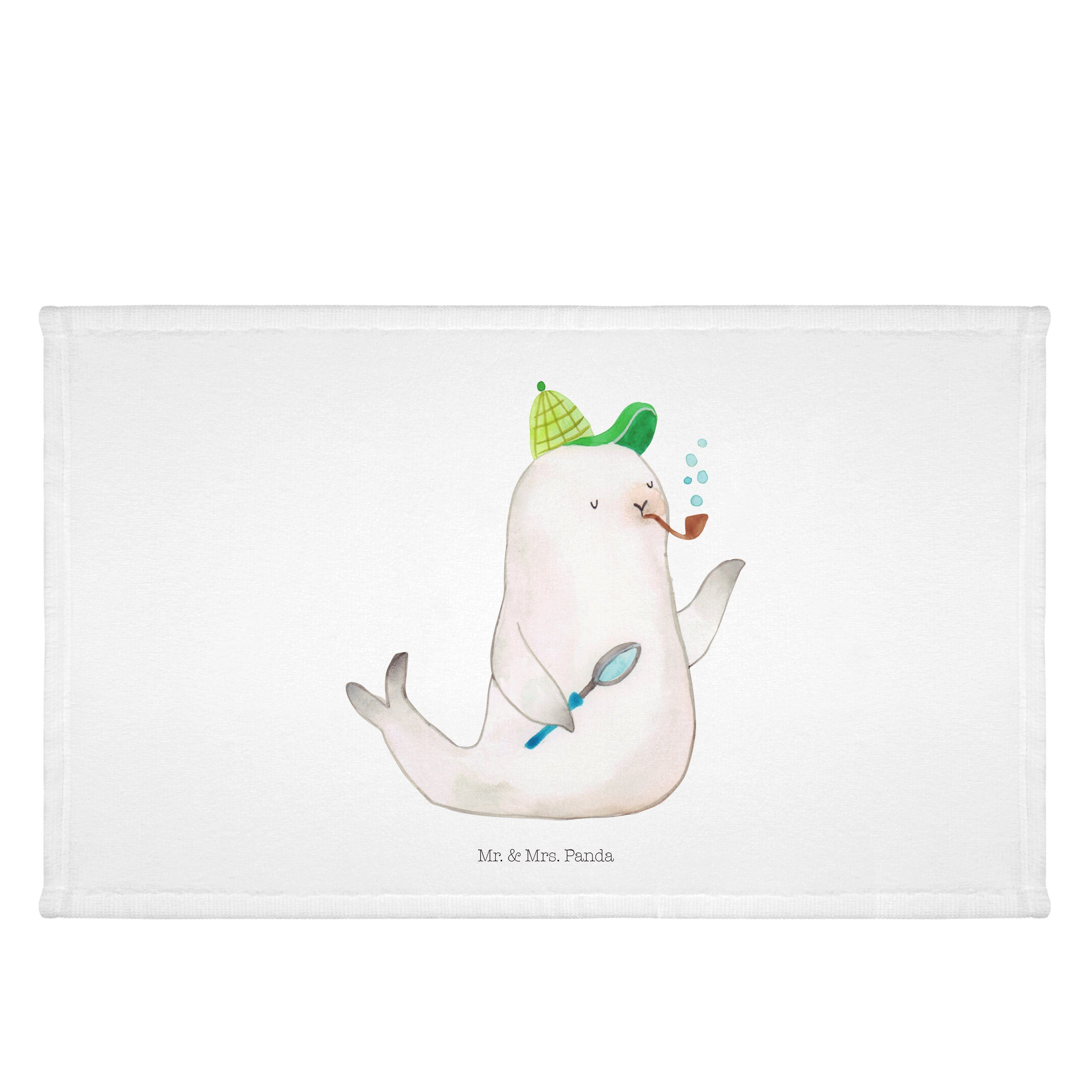Handtuch Robbe Sherlock - Weiß - Geschenk, Gästetuch, lustige Sprüche, Kinder