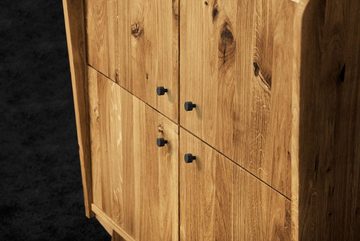 Natur24 Sideboard Kommode Jetro Wildeiche massiv 80x105x50cm mit 4 Türen und Holzbeinen