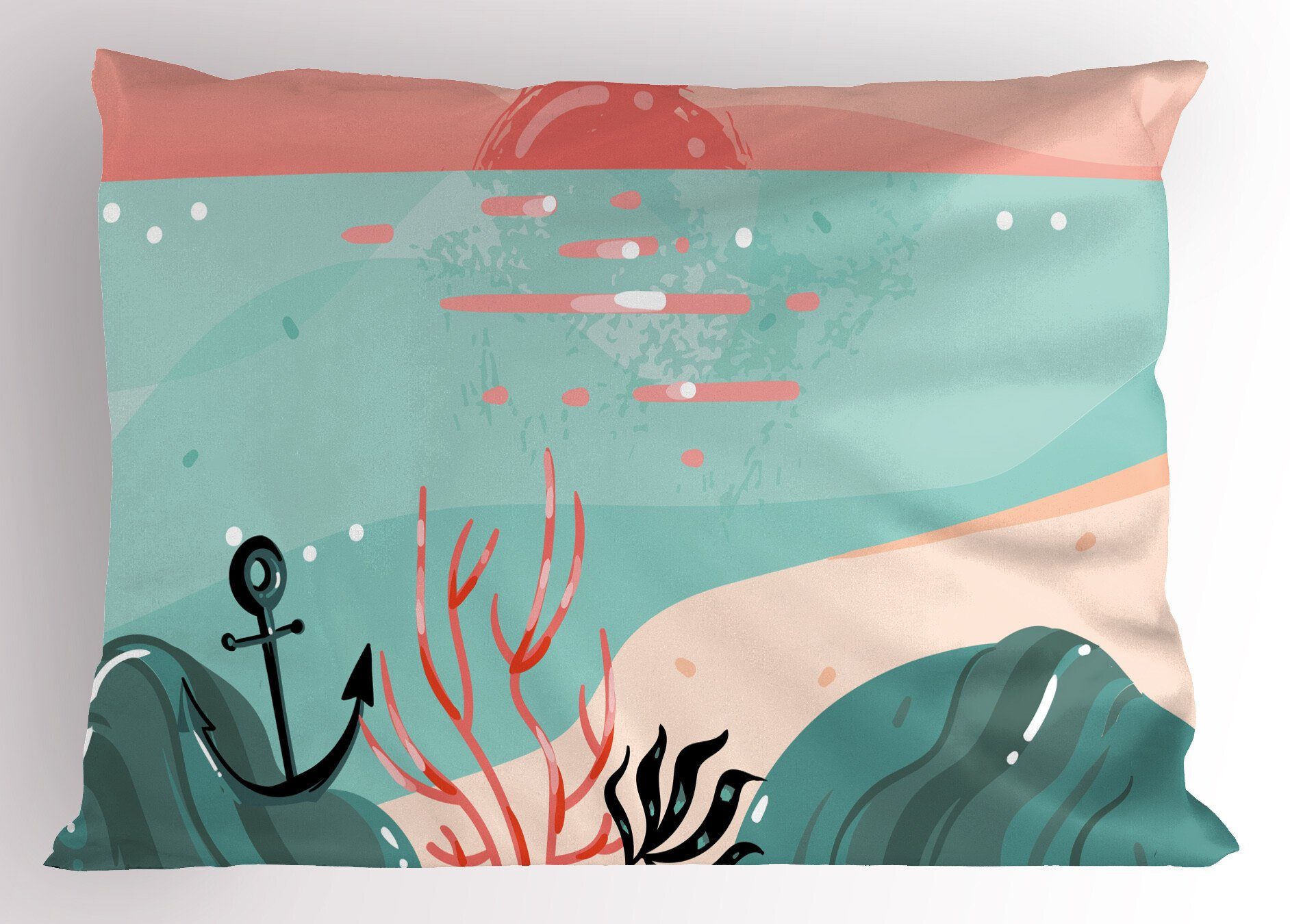 Kissenbezüge Dekorativer Standard King Size Gedruckter Kissenbezug, Abakuhaus (1 Stück), Grafik-Strand Zusammenfassung Unterwasser