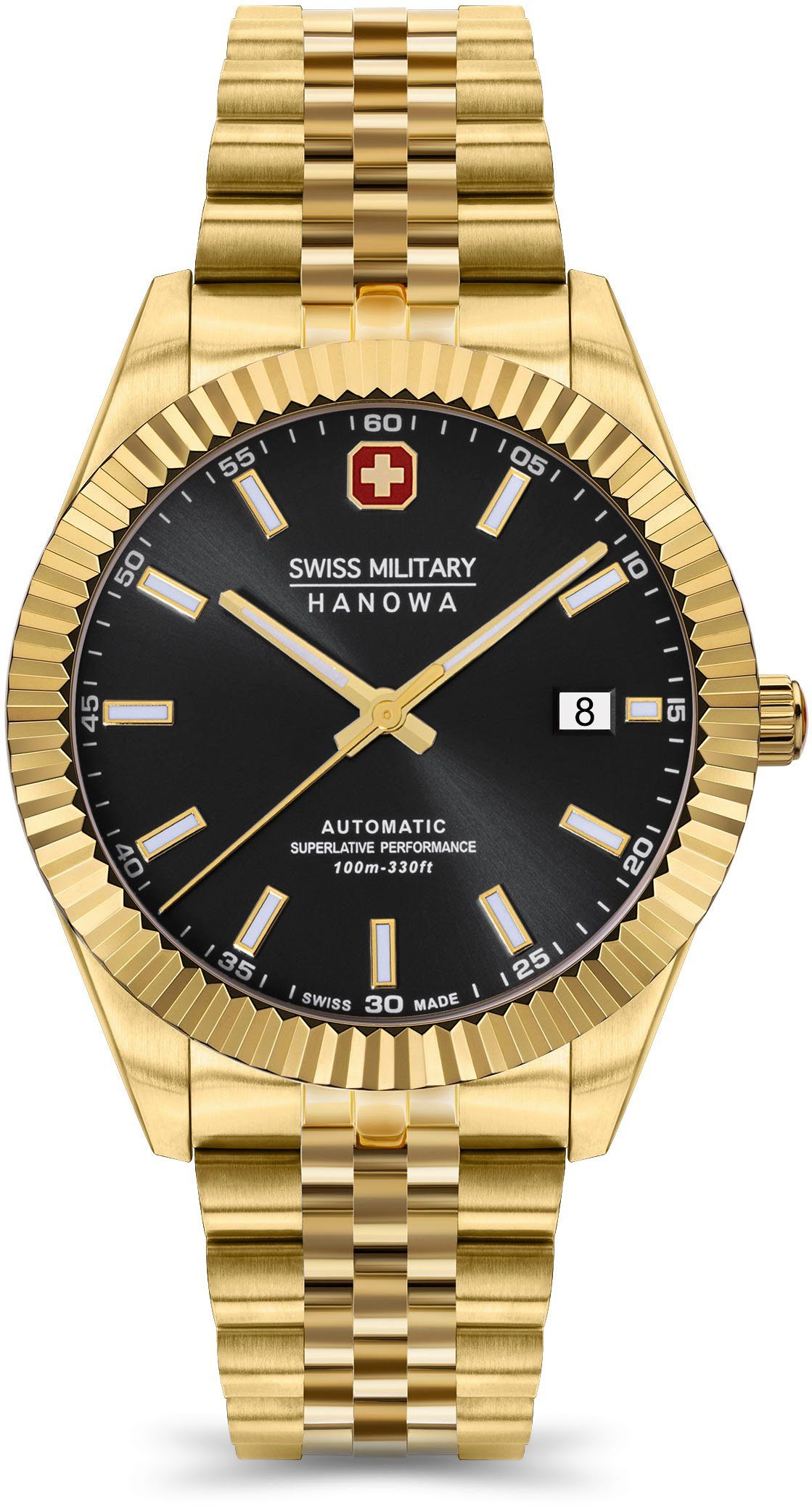Swiss Military Hanowa Quarzuhr AUTOMATIC DILIGENTER, SMWGL0002110, Armbanduhr, Schweizer Uhr, Datum, Saphirglas, Swiss Made