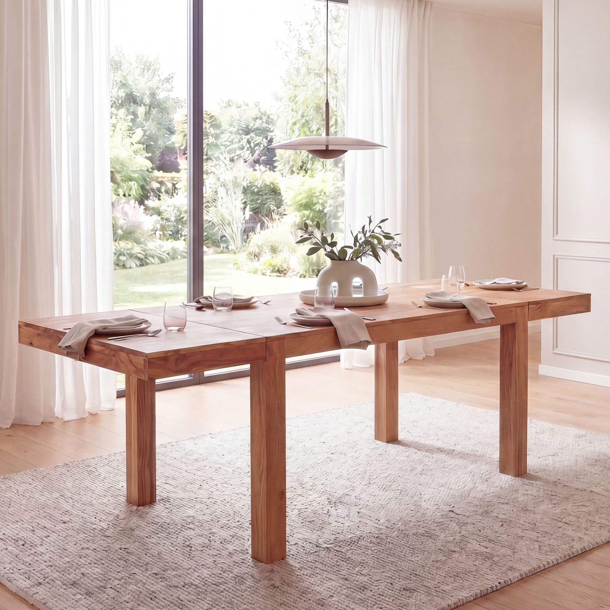 FINEBUY Esstisch FB118558 Esszimmertisch Erweiterbar 120 - 200cm Massivholz Küchentisch (120 cm Massivholz Rechteckig Erweiterbar), Esszimmertisch Groß, Küchentisch Esszimmer Modern