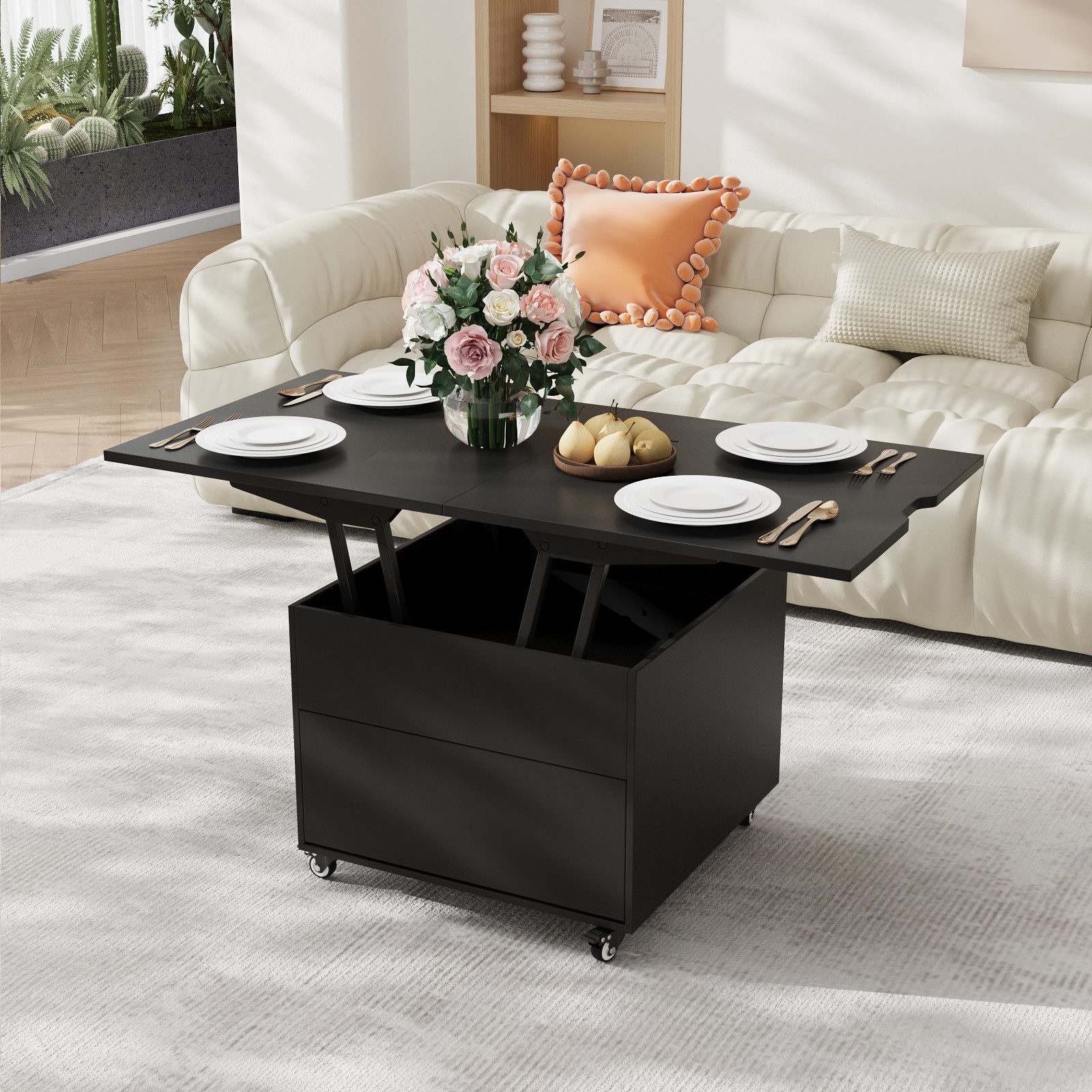 vowner couchtisch höhenverstellbar, 3-in-1-multifunktions
