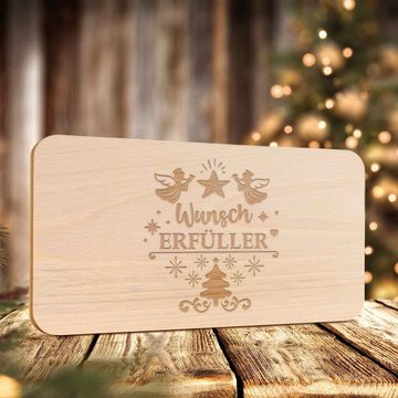 GRAVURZEILE Schneidebrett Frühstücksbrettchen aus Holz mit Gravur - Wunscherfüller, Weihnachtsdeko - Geschenke für Kinder Jungen und Mädchen, Zu Weihnachten als Geschenk zum Wichteln und Nikolaus