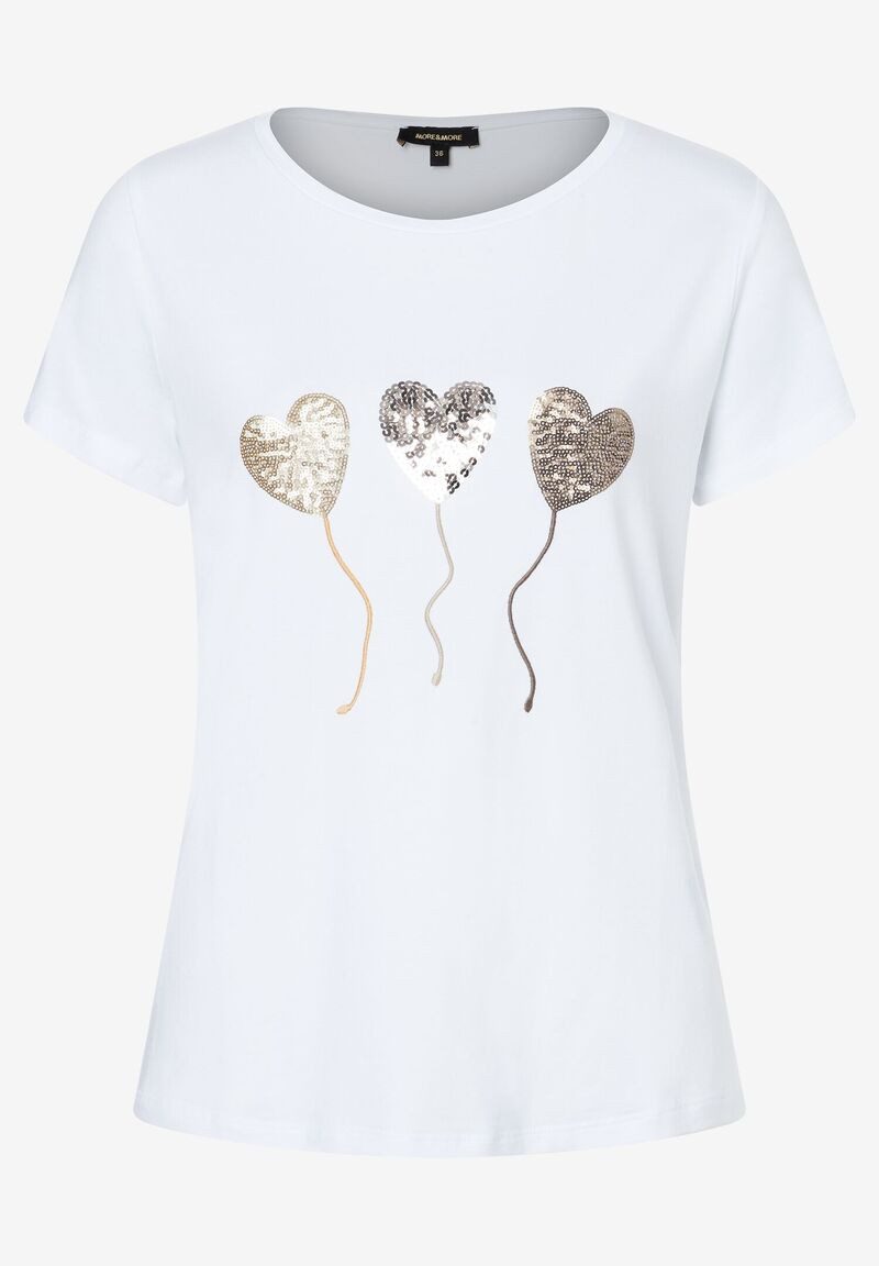 MORE&MORE Kurzarmshirt Paillettenherzenshirt günstig online kaufen