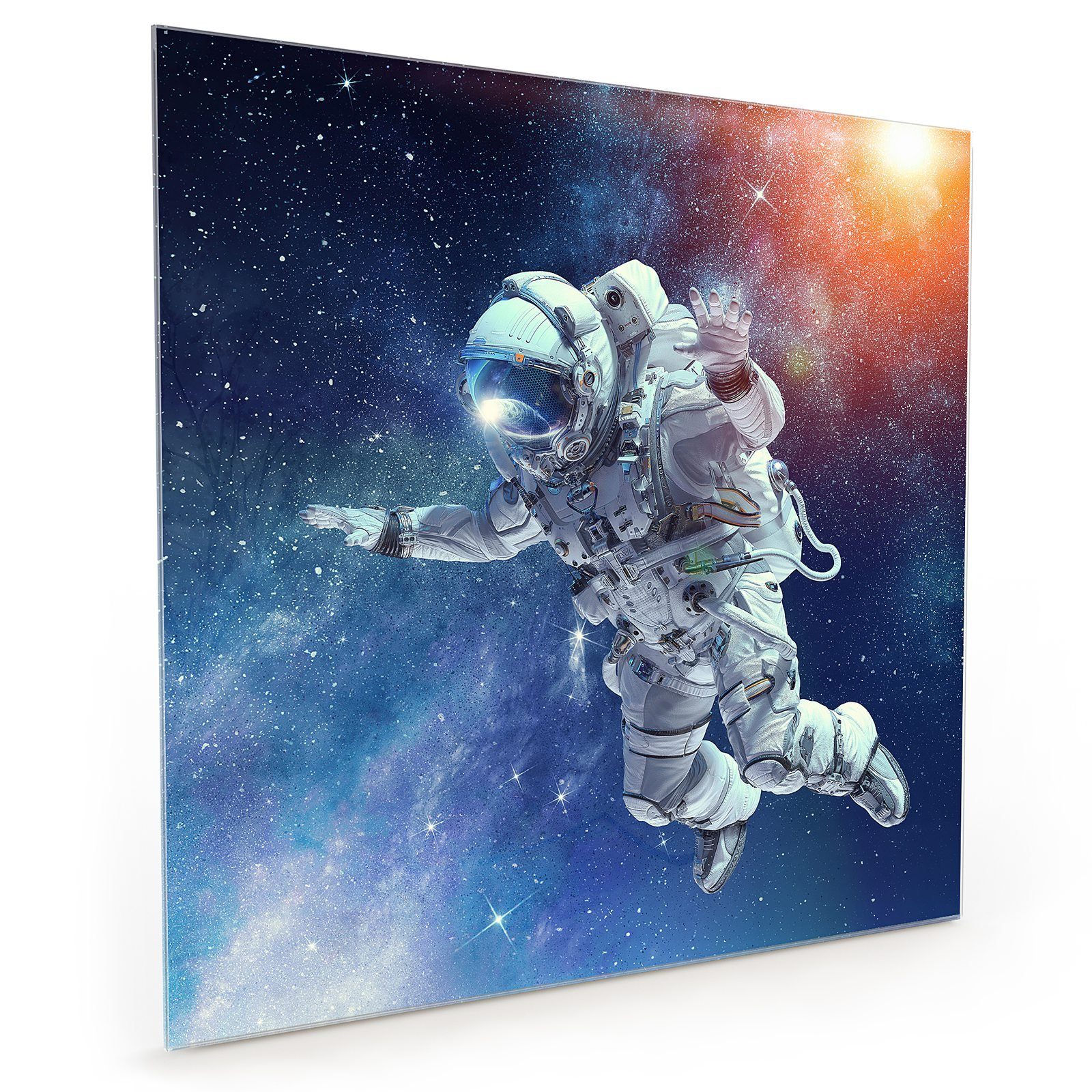 auf Spritzschutz Motiv mit Küchenrückwand Glas Küchenrückwand Primedeco Astronaut Mission