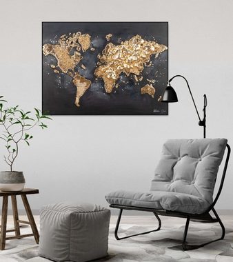 KUNSTLOFT Gemälde Reise um die Welt 100x75 cm, Leinwandbild 100% HANDGEMALT Wandbild Wohnzimmer