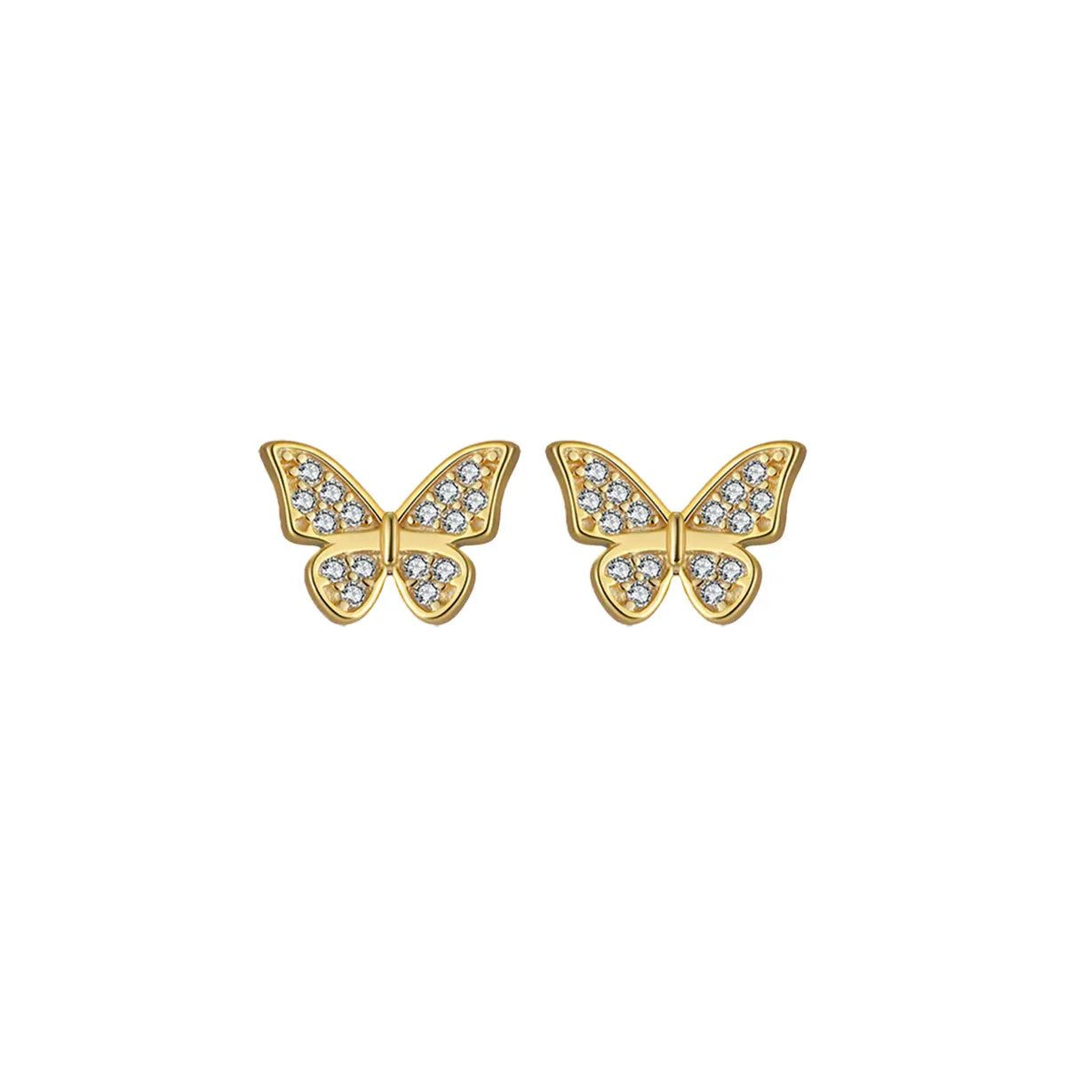 Suzan Gold Paar Ohrstecker 925 Silber vergoldet Butterfly Whisper Zirkonia