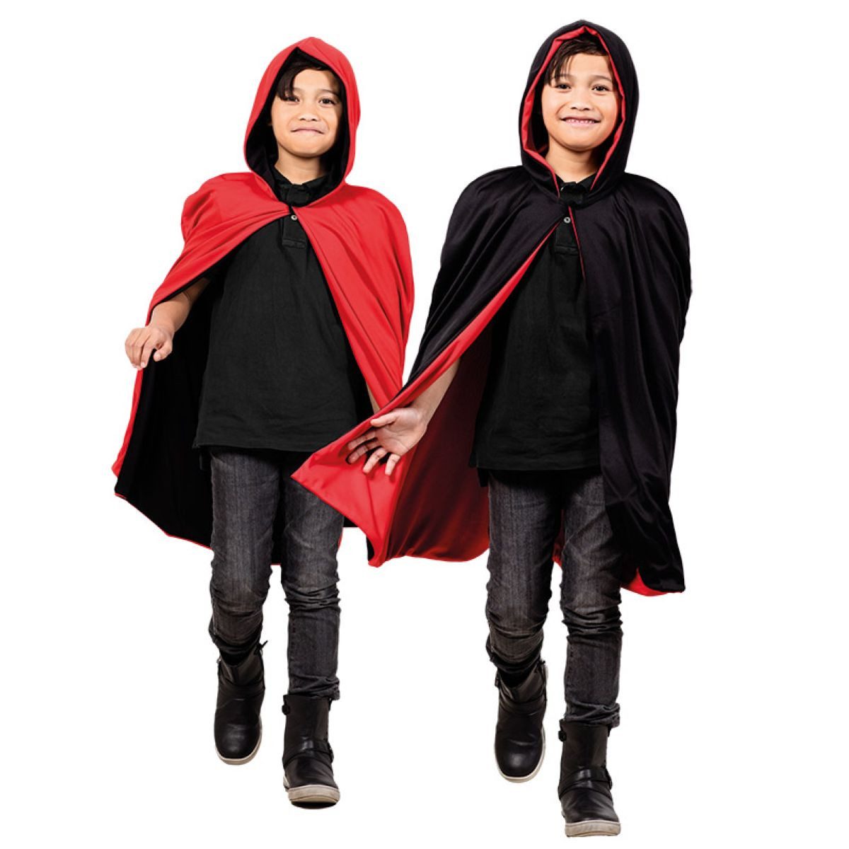 Boland Hexen-Kostüm Kostüm Kid Cape m. Kapuze Schwarz/Rot wendbar 115c