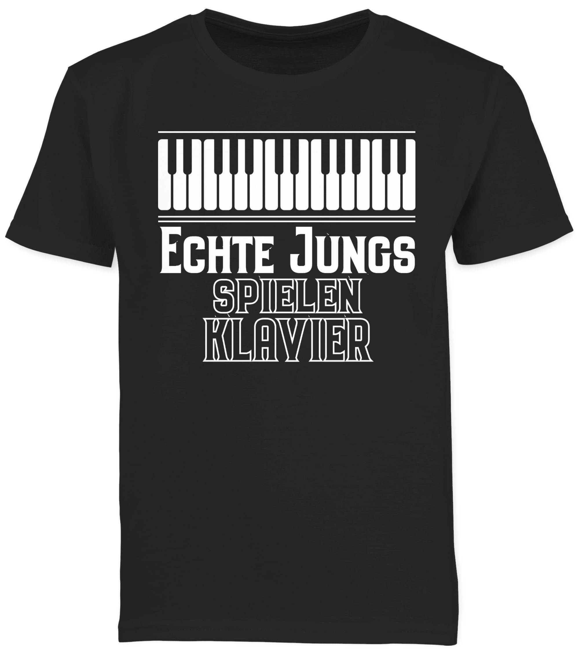 Jungs Echte Statement T-Shirt Shirtracer 2 Sprüche Kinder Schwarz spielen Klavier