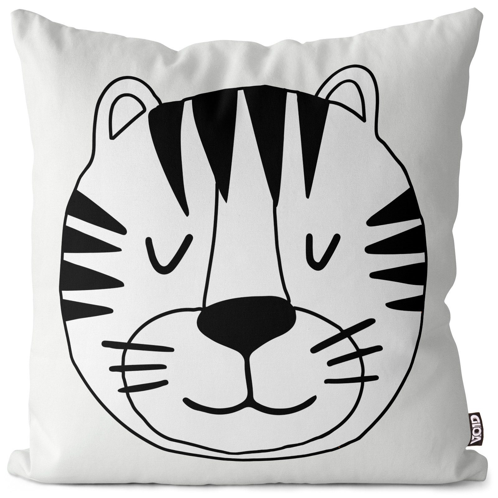 Kissenbezug, VOID (1 Stück), Sofa-Kissen Tiger Cartoon Comic Raubtier Raubkatze Katze Urwald Indien Reise Kinder Kinderzimmer Haustier Tier Wildkatze