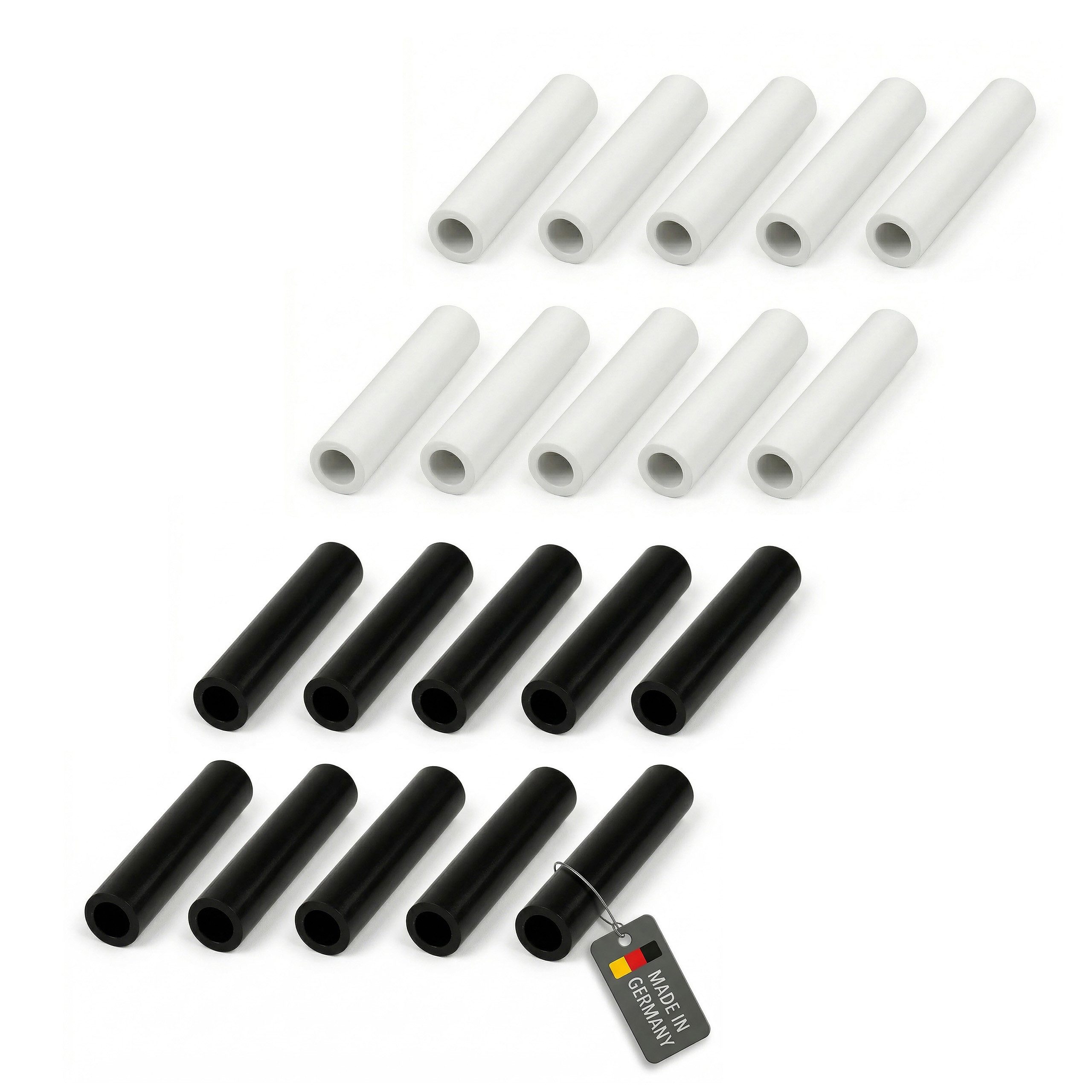 Lantelme Distanzhülse 20 Stück Abstandshalter Kunststoff Set 55mm Ø 10mm Schwarz Weiß (20-St)