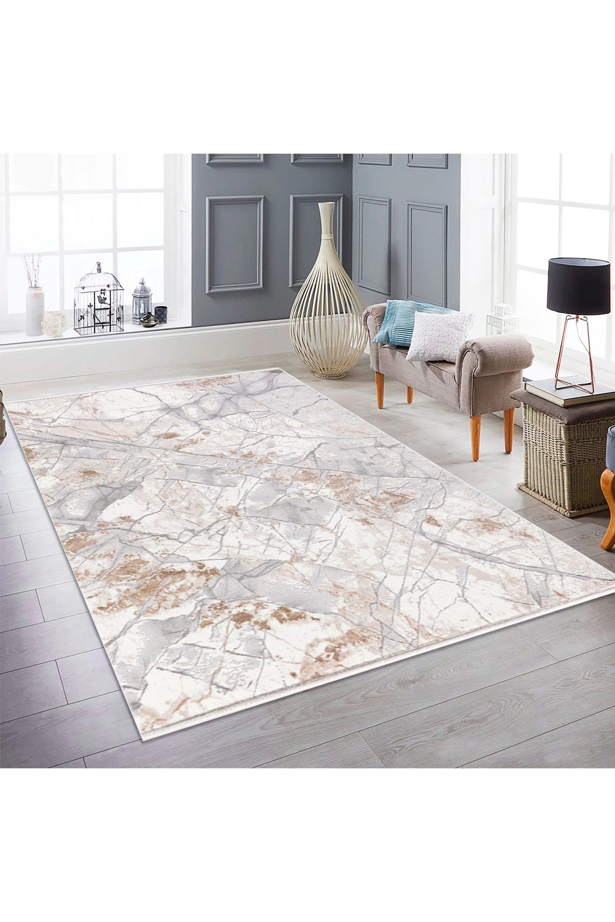 en.casa Hochflor-Teppich, rechteckig, weicher, glänzender Acryl, 11 mm Flor 88785730