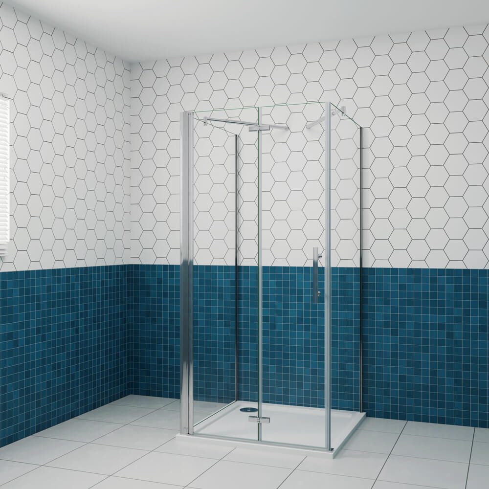 duschspa Komplettdusche 6mm 185cm Nano Glas U-Form Duschkabine Scharniertür Falttür Duschtür, BxT: 70x70 cm, Einscheibensicherheitsglas, Sicherheitsglas, Set, ebenerdiger Einbau möglich