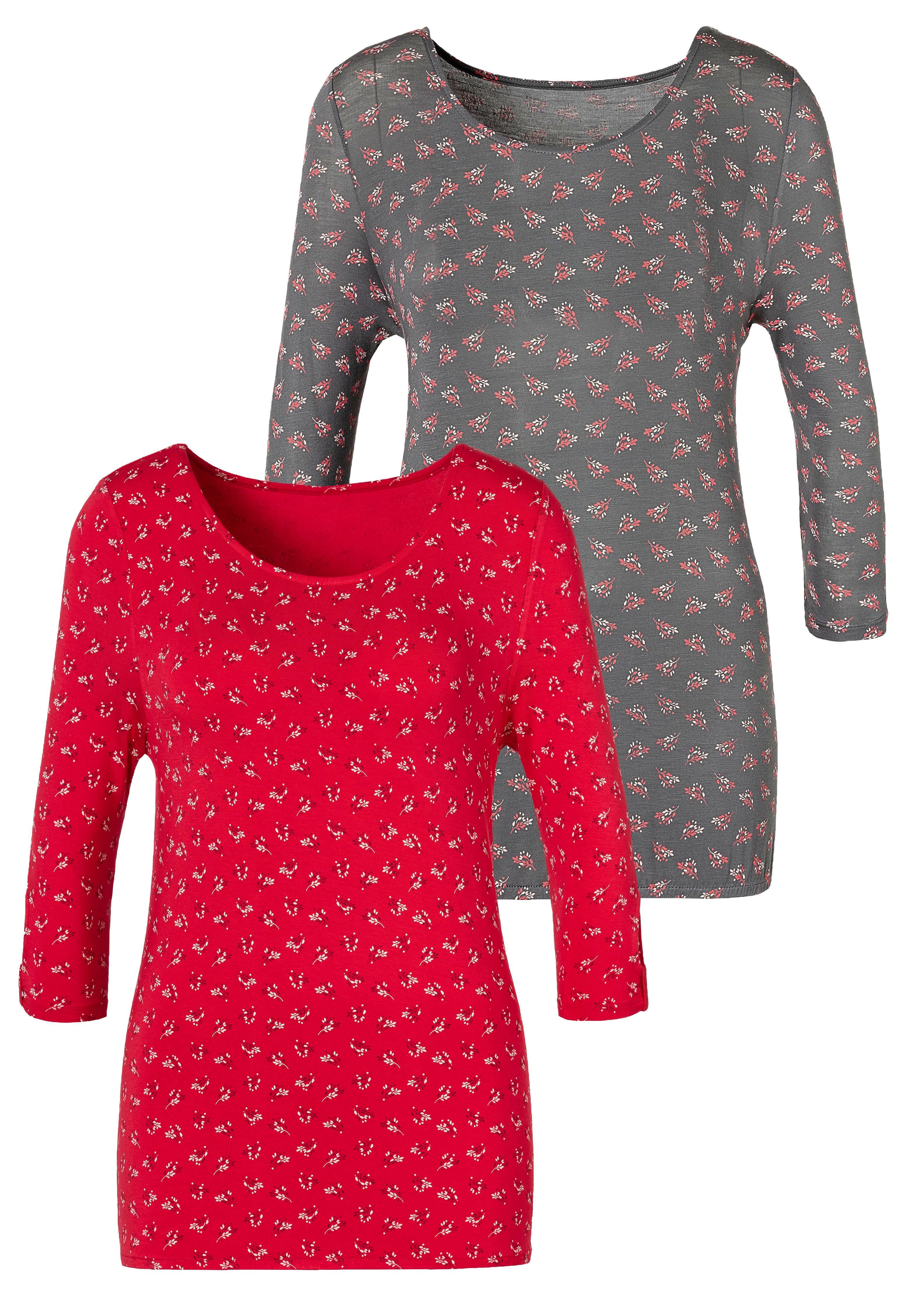 LASCANA 3/4-Arm-Shirt "mit kleinem Cut-Out am Ärmelsaum", aus weichem Visko günstig online kaufen