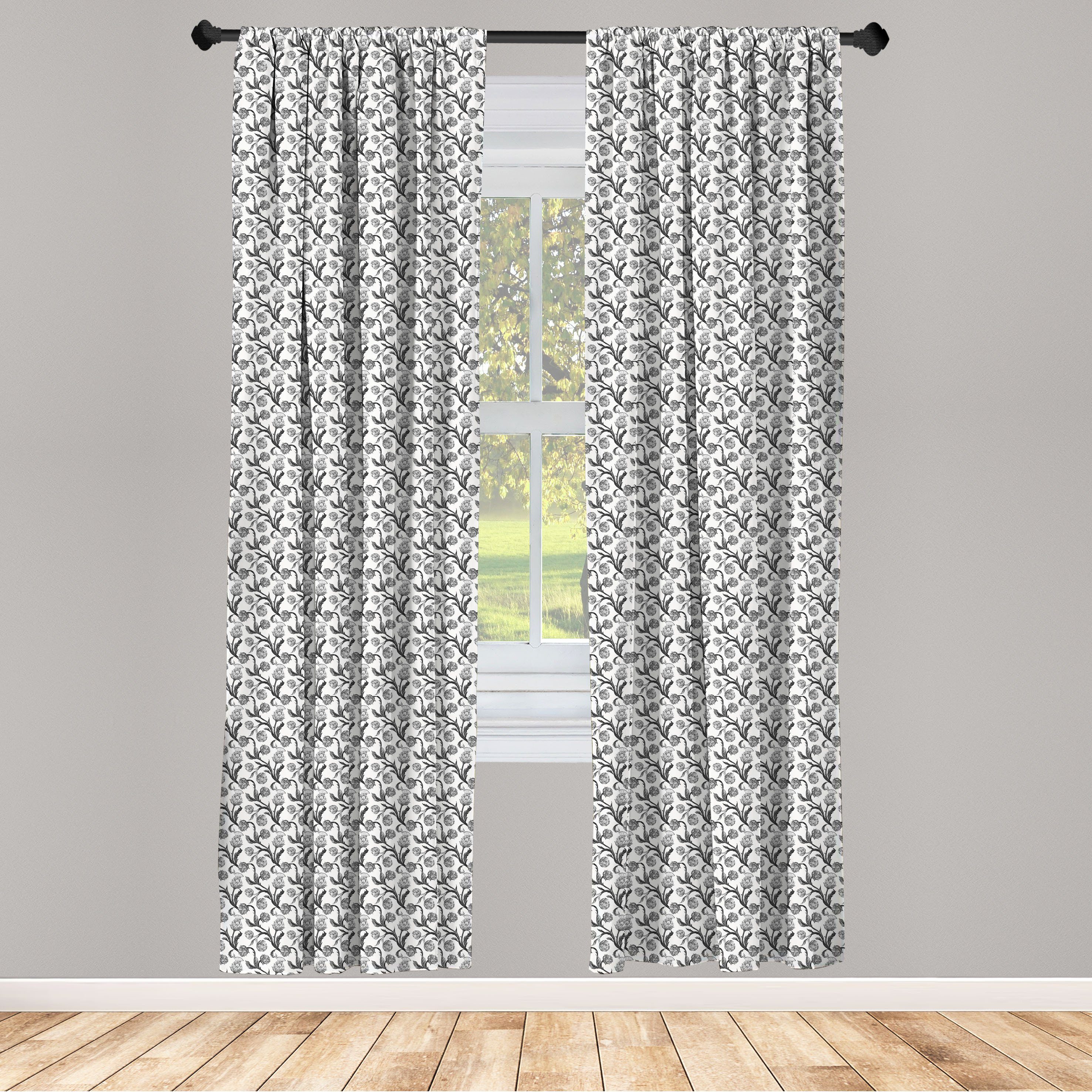 Gardine Vorhang für Wohnzimmer Schlafzimmer Dekor, Abakuhaus, Microfaser, Artischocke Stengeln und Blättern Essen