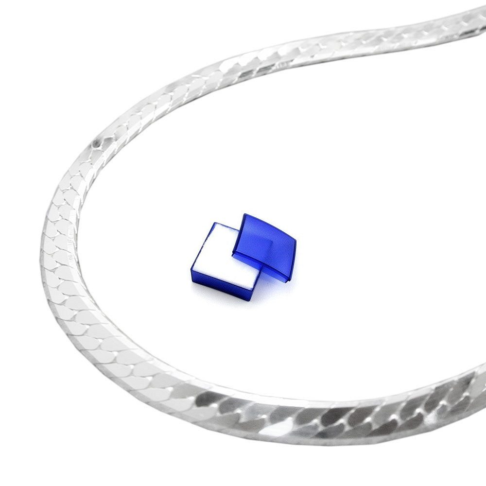 unbespielt Silberkette Halskette 3 mm Panzerkette flach 925 Silber 42 cm in günstig online kaufen