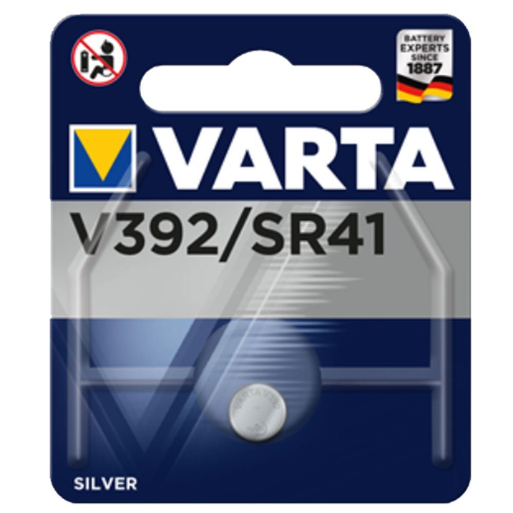 Batterie, (1,6 Varta SR41W V392 Knopfzelle AG3, LR41, Volt VARTA V) Uhren-Batterie SR41,