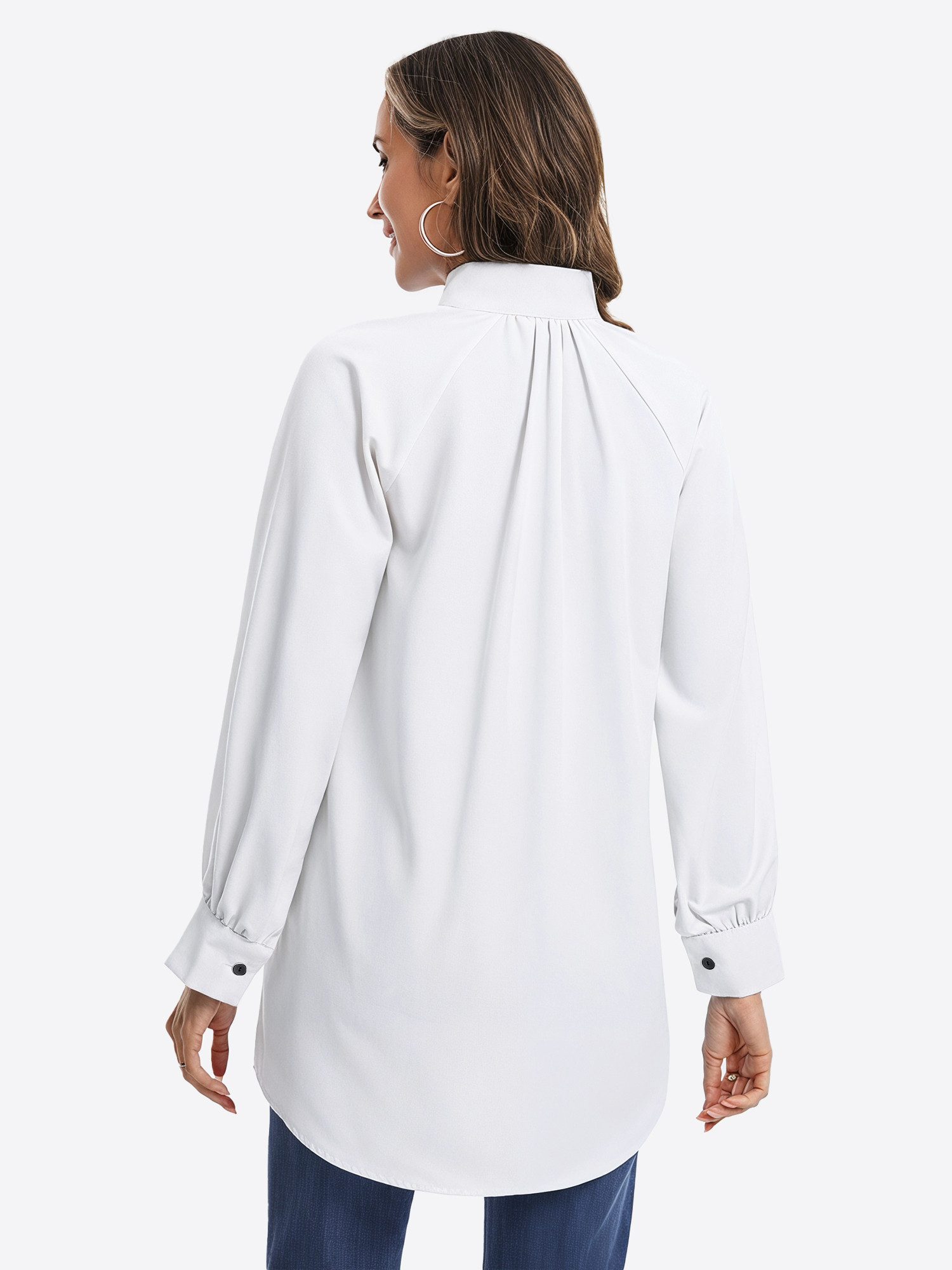 Imily Bela Blusentop Damen Langarm Bluse mit gerafftem Stehkragen (Packung, 1-tlg., 1per-Pack) Ballonärmel