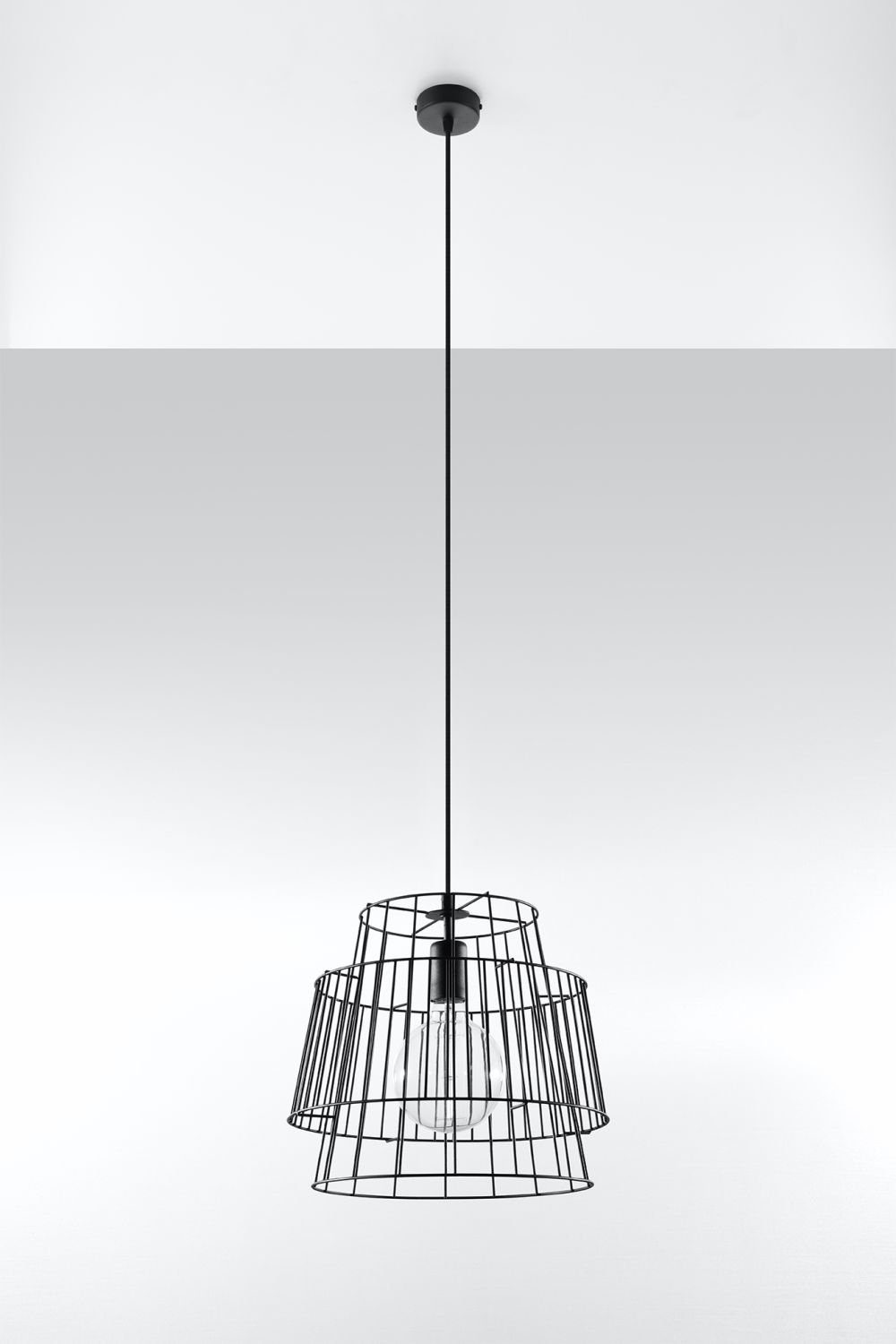 Licht-Erlebnisse Pendelleuchte DALE, ohne Leuchtmittel, Hängelampe Schwarz Ø35cm stylisch Draht E27 Esstisch Kücheninsel