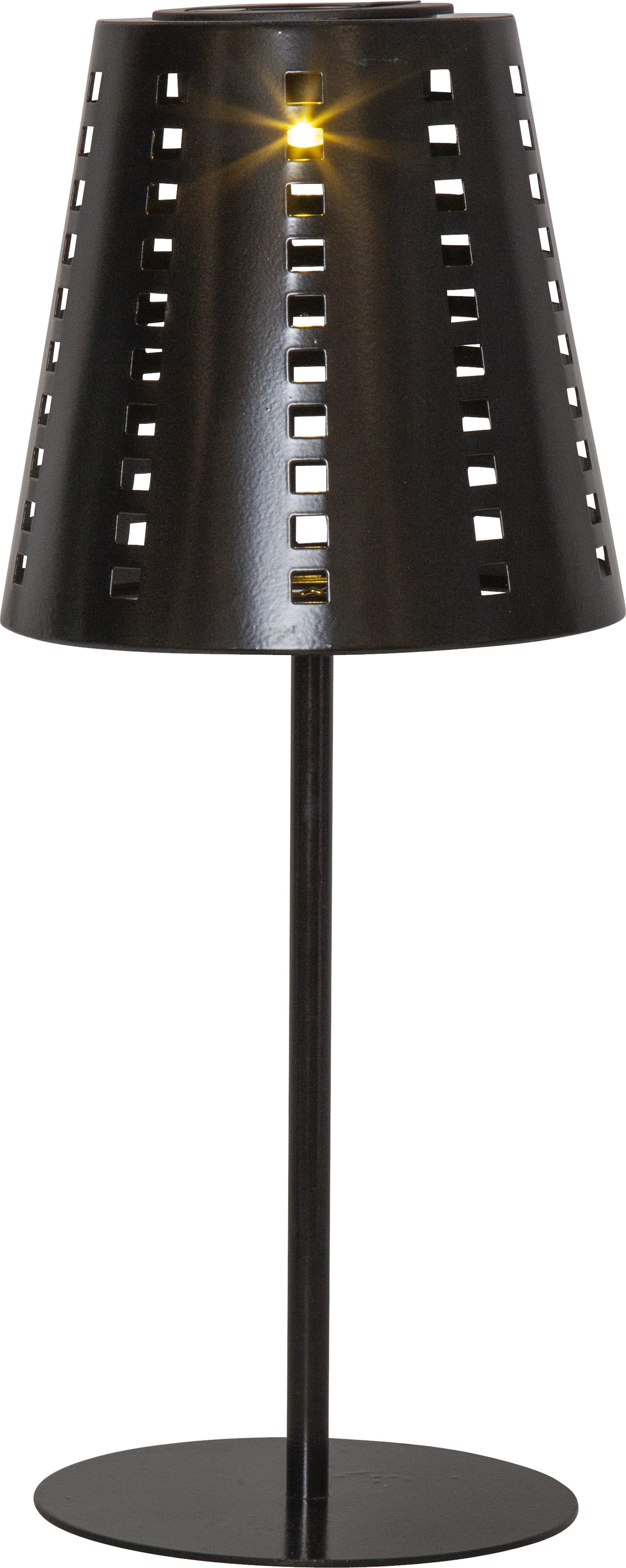 STAR TRADING LED Solarleuchte Solarlampe Sola, Tageslichtsensor, LED fest integriert, Warmweiß, Solar-Tischlampe, dekoratives Ausstanzungsmuster, Dämmerungssensor