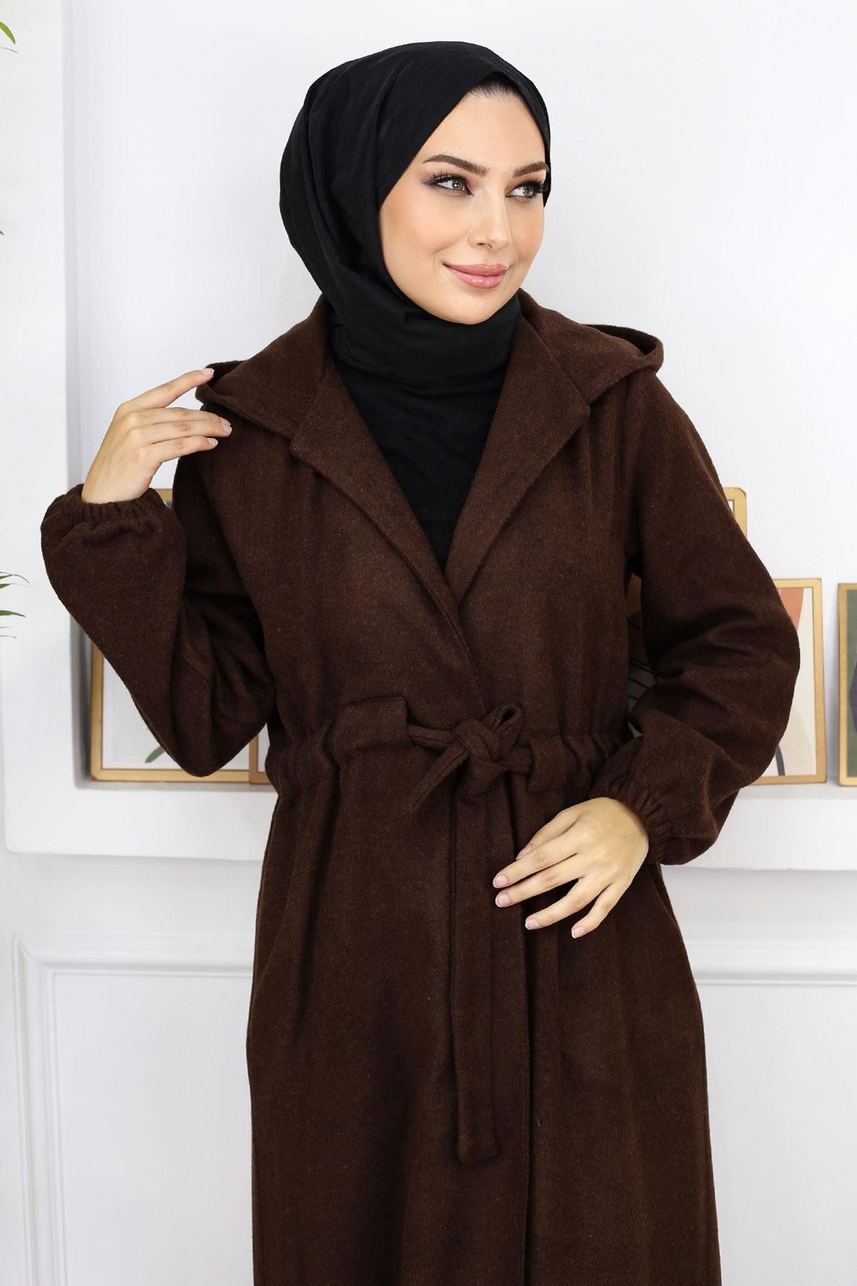 MODAMİHRAM Strickjacke Vorne gebundener Wollmantel günstig online kaufen