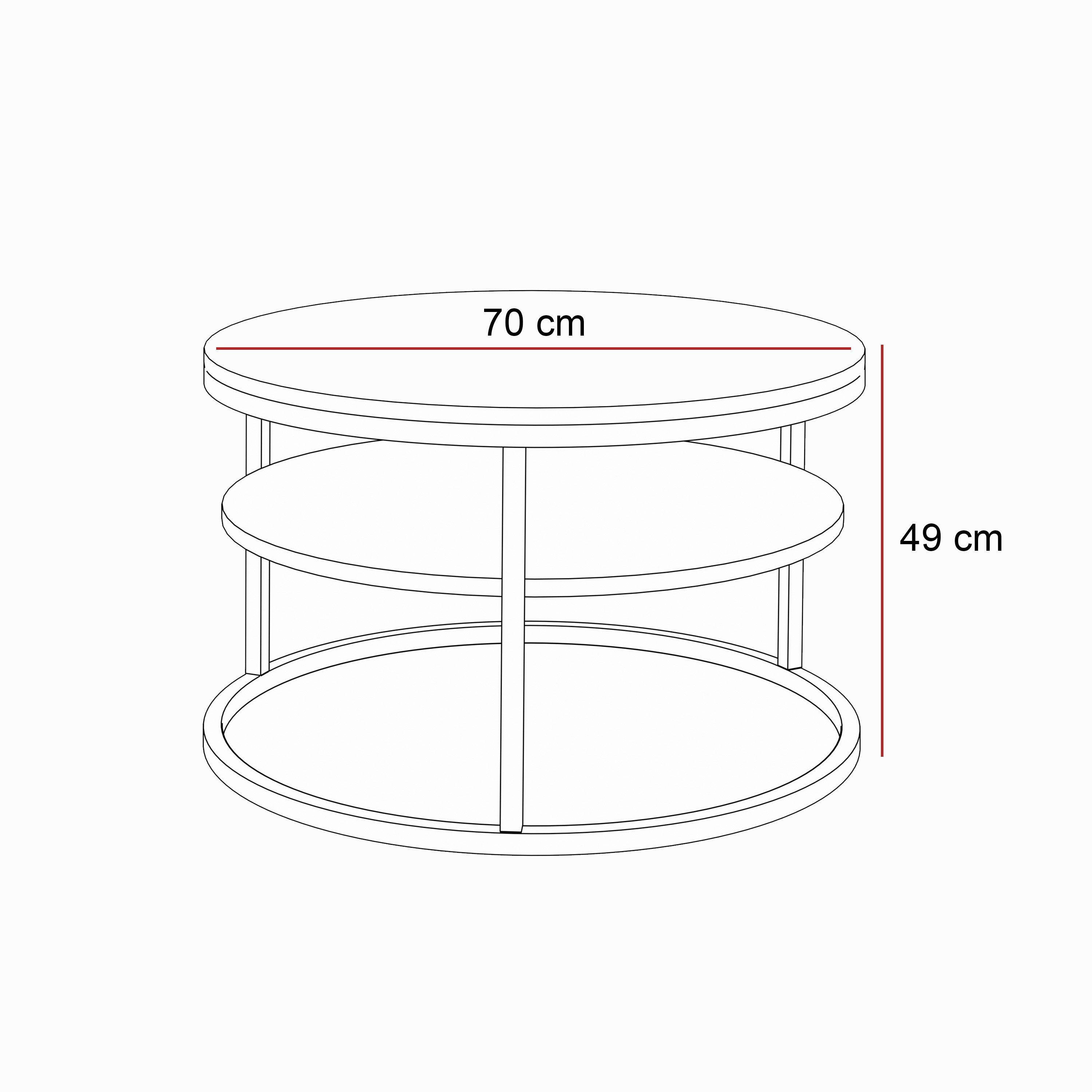 Lookway Couchtisch CIRI LOFT mit Ablage (1 Tisch), Durchmesser: 70 cm, Höhe: 49 cm – Bild 5 von 5