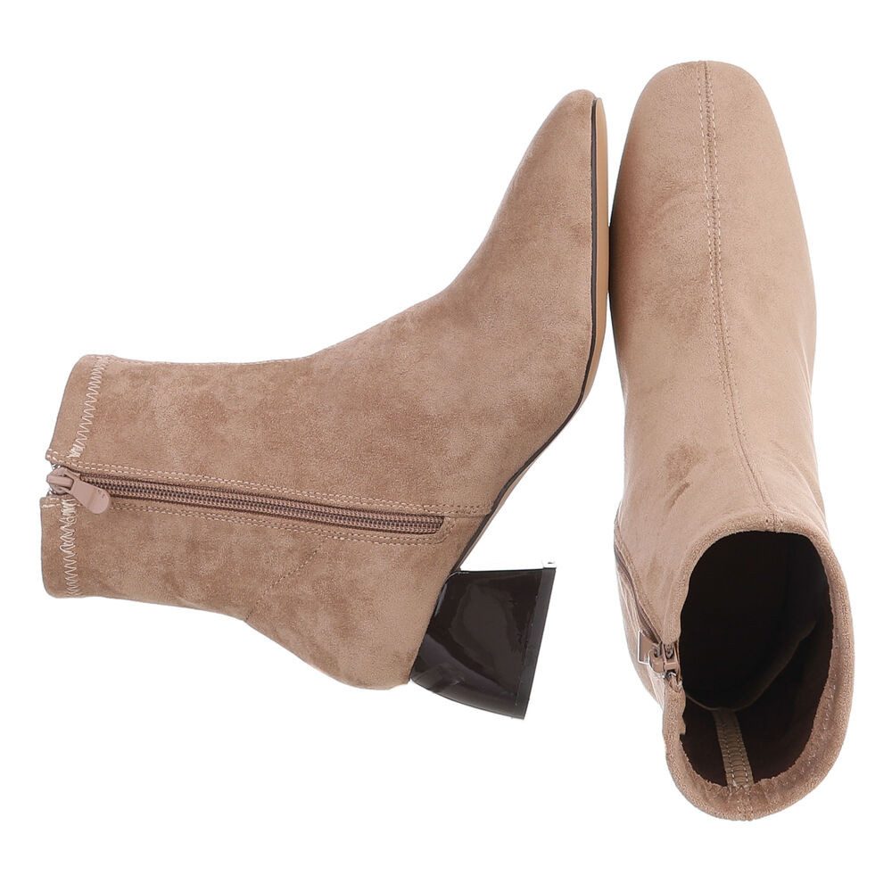 Ital-Design Damen Stiefelette mit Blockabsatz und Spitzform Stiefelette (92268925) Blockabsatz Stiefeletten in Hellbraun