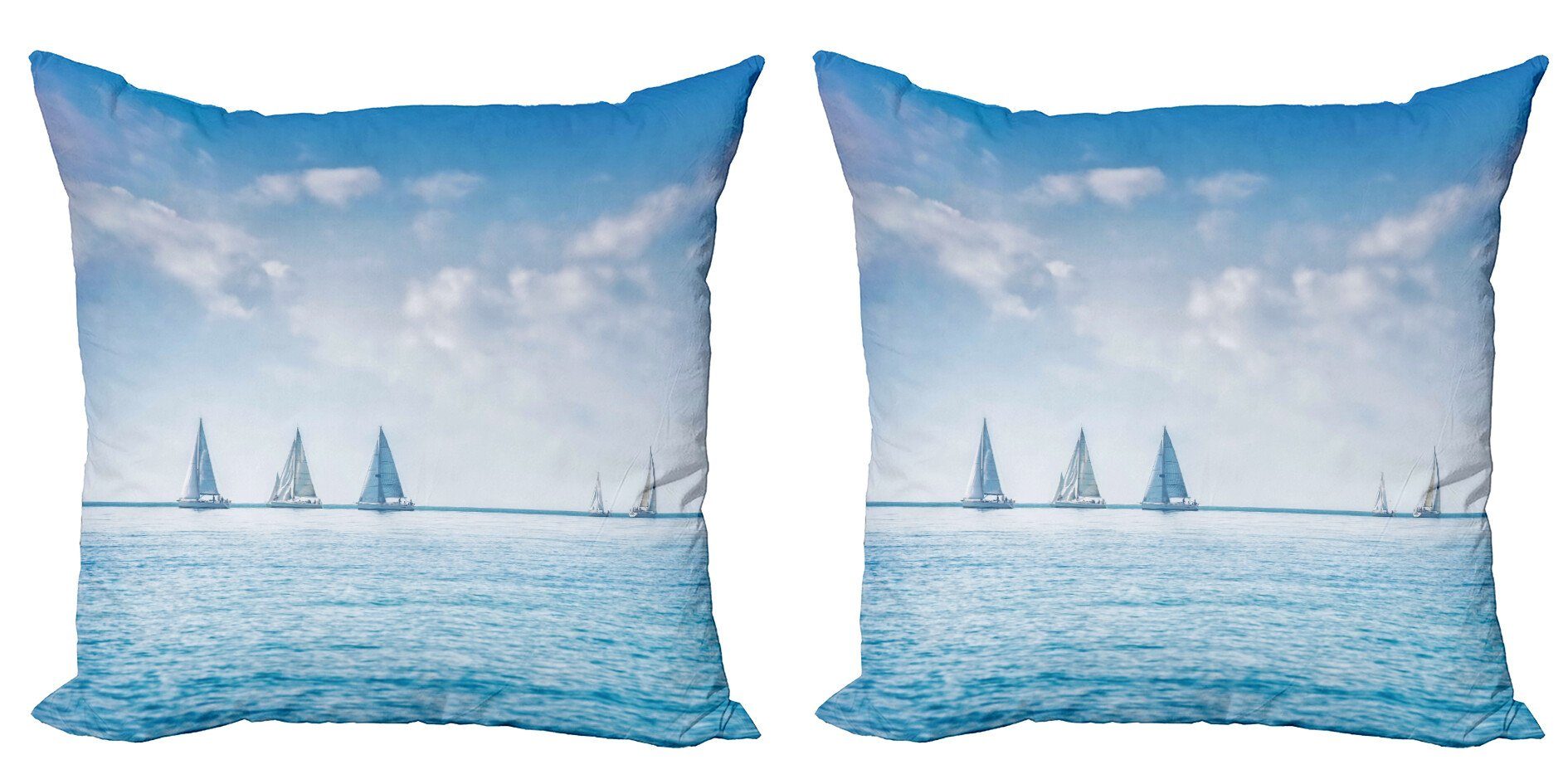 Kissenbezüge Modern Accent Doppelseitiger Digitaldruck, Abakuhaus (2 Stück), Ozean Segelboote Regatta Rennen