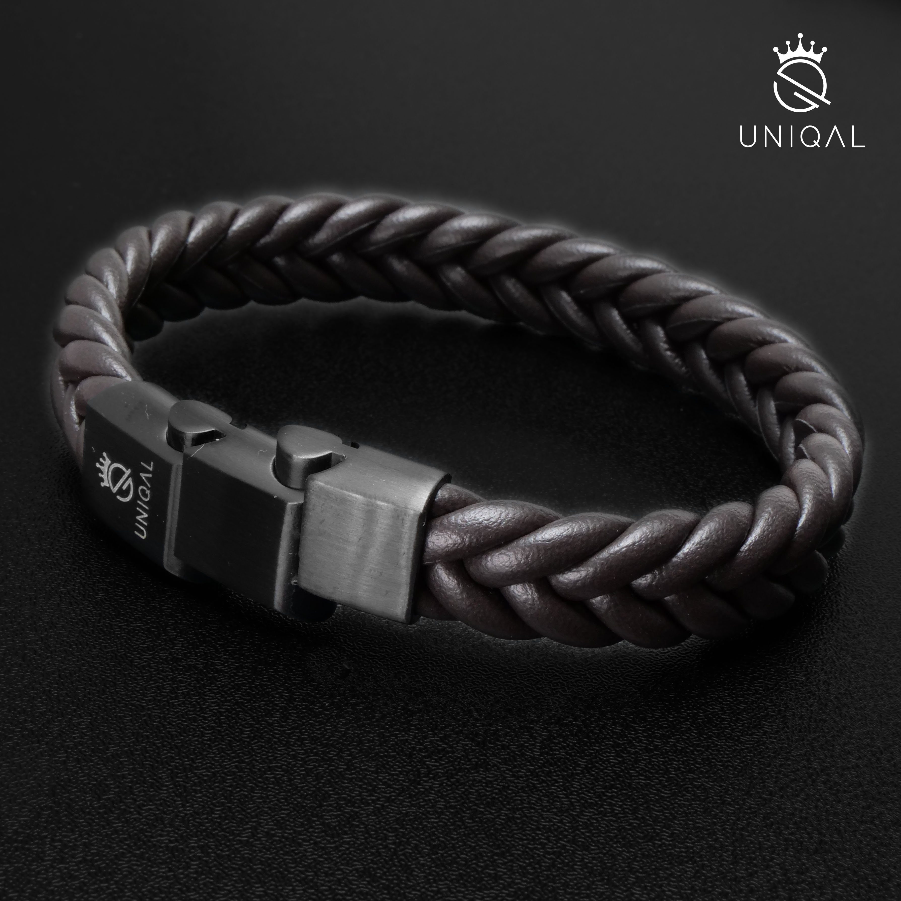UNIQAL.de Lederarmband Lederarmband Herren "BRAID" Geflochten (Edelstahl, Echtleder, Casual Style, geflochten, handgefertigt)