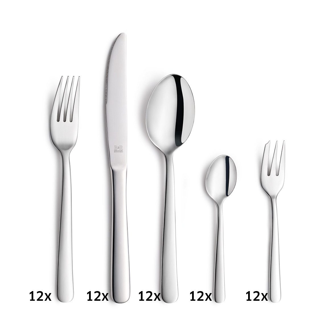Beckmann & Rommerskirchen Besteck-Set LUNA (60-tlg), 12 Personen, Edelstahl 18/10, hochglanzpoliert