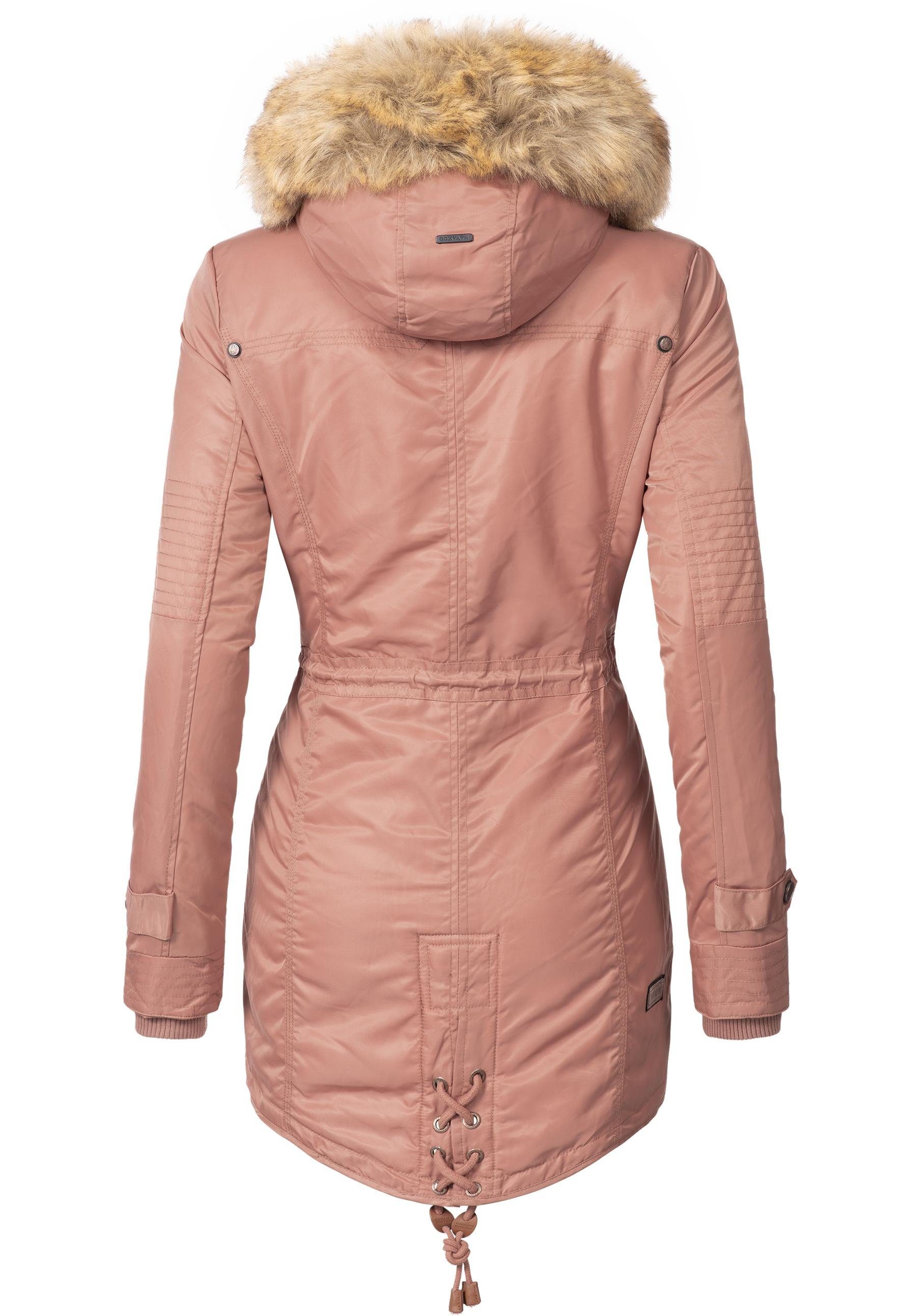 Navahoo Wintermantel La Viva hochwertiger Winterparka mit großem Kunstfell