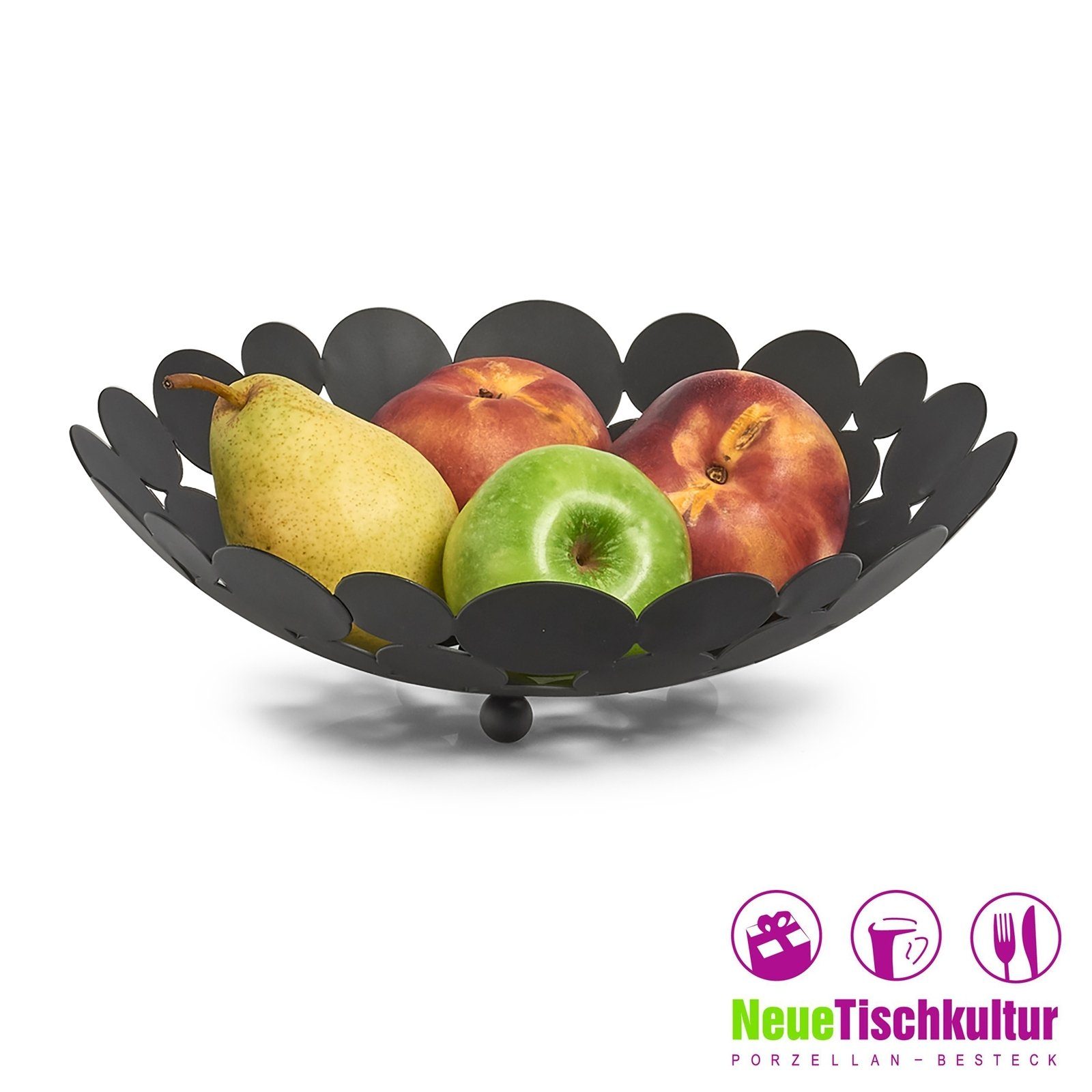 Neuetischkultur Obstschale Obstschale Schwarz, Metall, (Stück, 1-tlg)