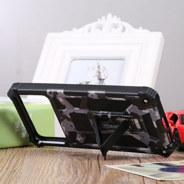 Wigento Handyhülle Für Xiaomi POCO X4 Pro 5G Camouflage Shockproof Armor TPU Schutz Tasche Hülle Cover Hell Blau