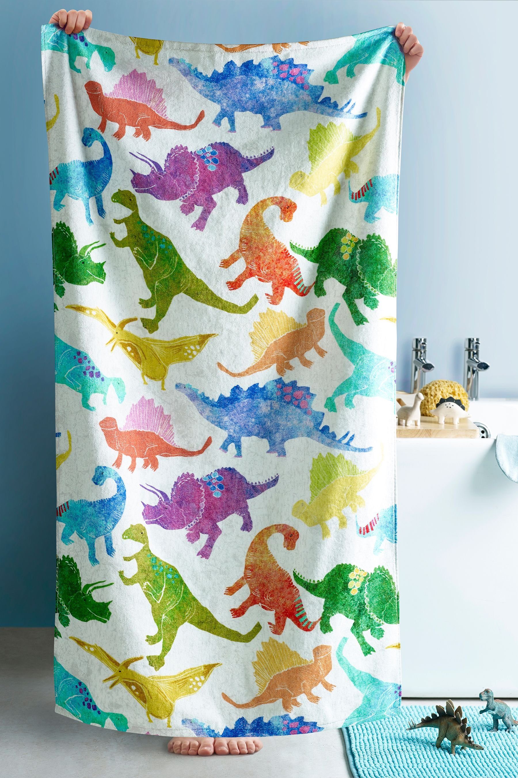 Handtuch Farben, Leuchtende Handtücher mit Next (1-St) Dino-Motiven,